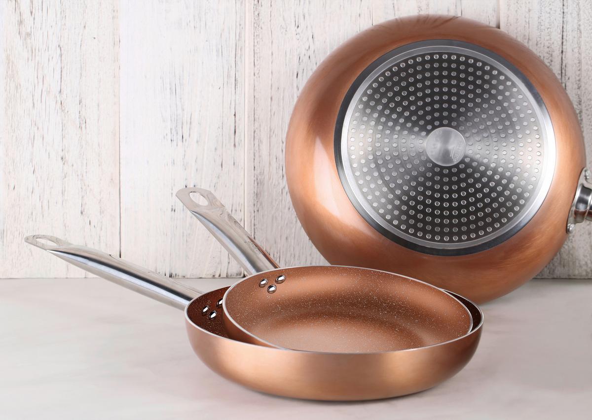 Serpenyőkészlet Optimum Plus - rézszínű/áttetsző, Modern, Üveg/fém (18/22/26cm)