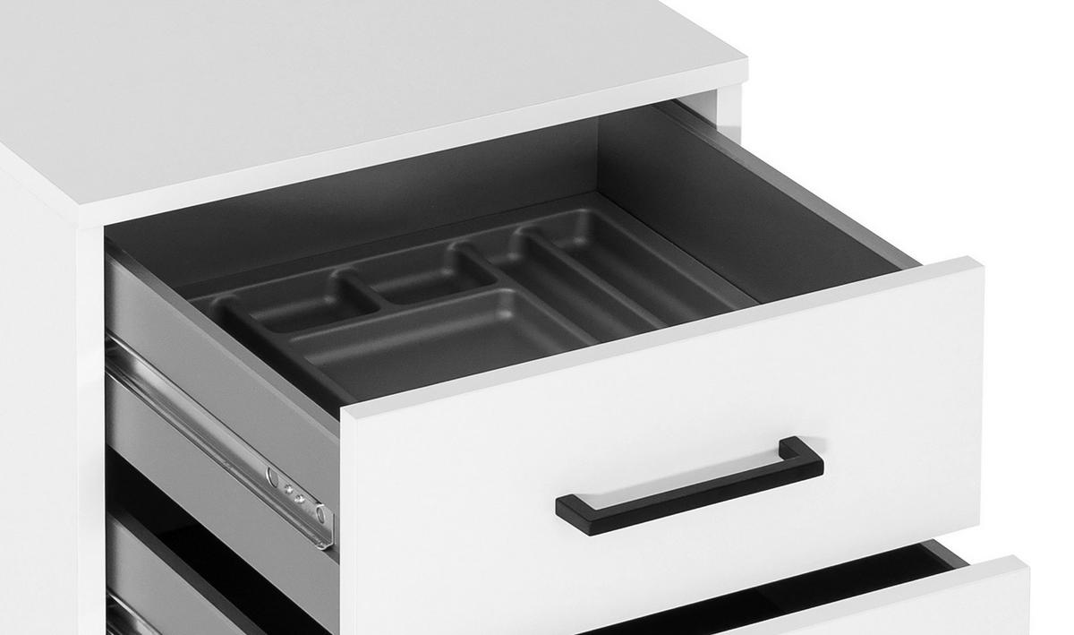 Rollcontainer Ruby Weiß matt - Schwarz/Weiß, MODERN, Holzwerkstoff/Kunststoff (40,1/57/50cm) - MID.YOU