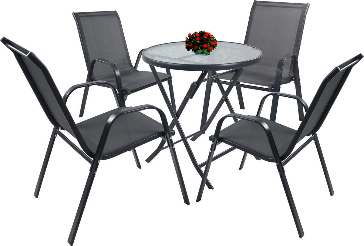 GARTENSET SONLAS XL 920591 5-TLG - Anthrazit, Modern, Glas/Metall - MID.YOU