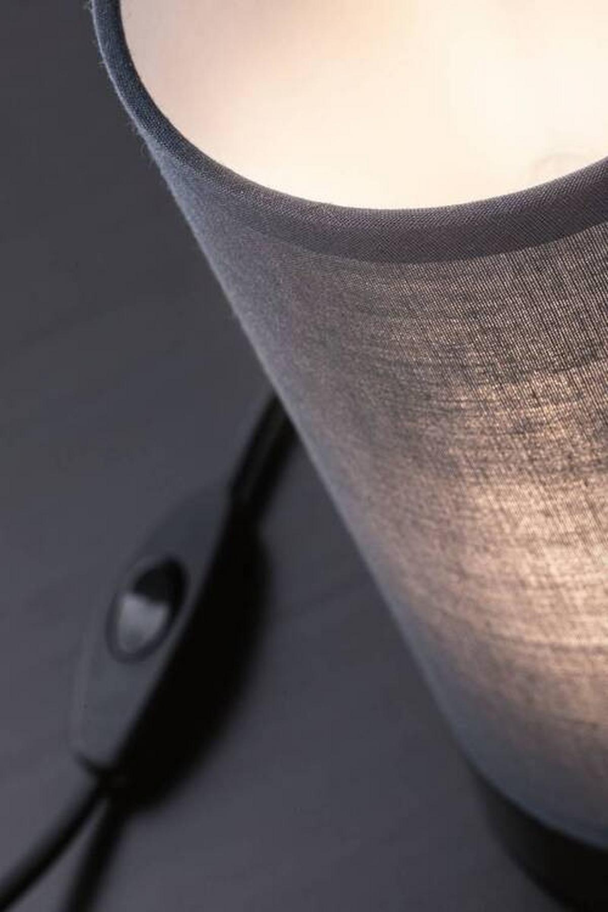 Tischleuchte Pia in Grau/Schwarz max. 25 Watt - Schwarz/Grau, Design, Textil/Metall (10/21cm) - Paulmann