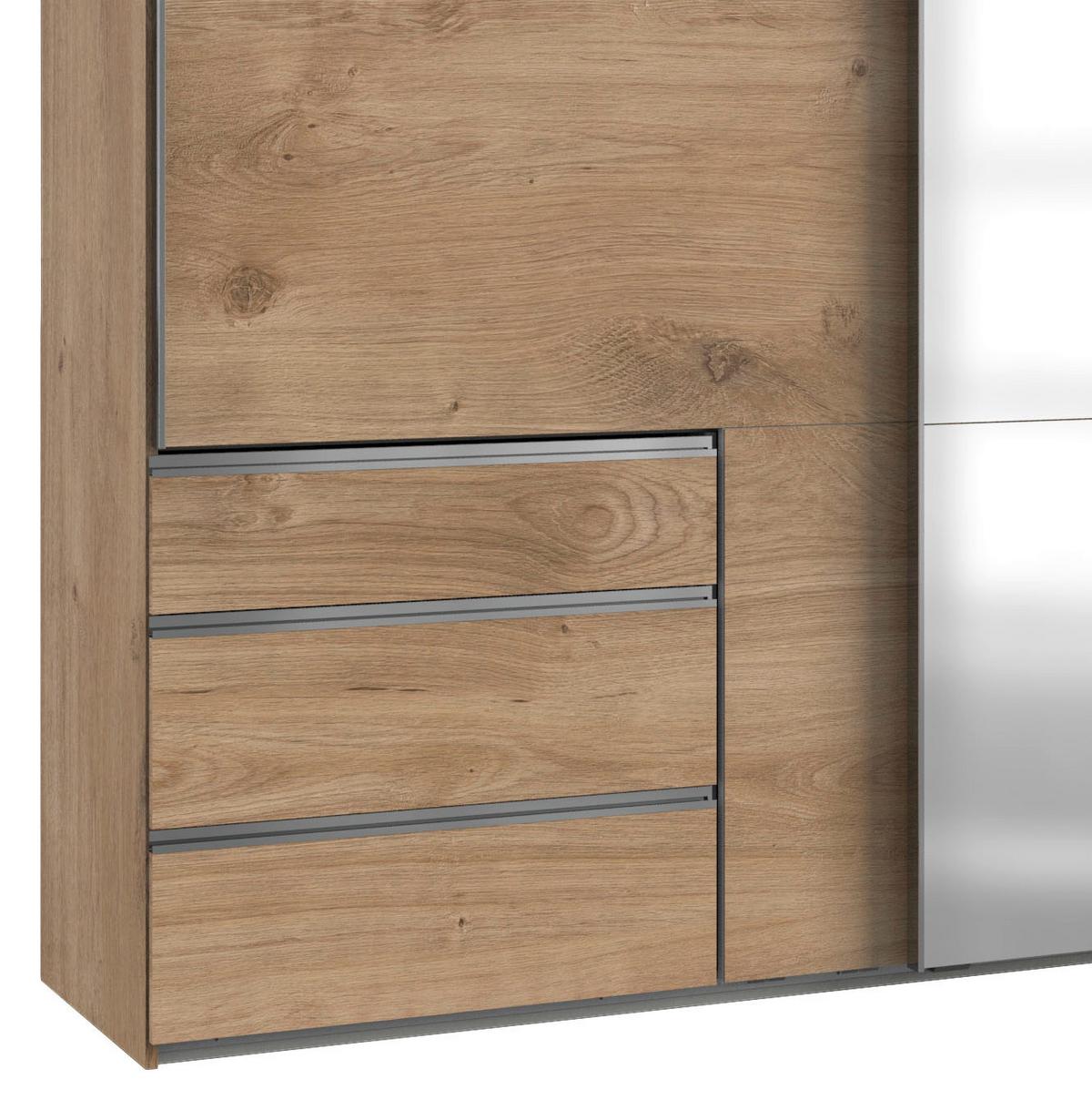 Ormar S Kliznim Vratima Level 36a - boje hrasta/boje kroma, Moderno, staklo/drvni materijal (300/216/65cm) - Modern Living