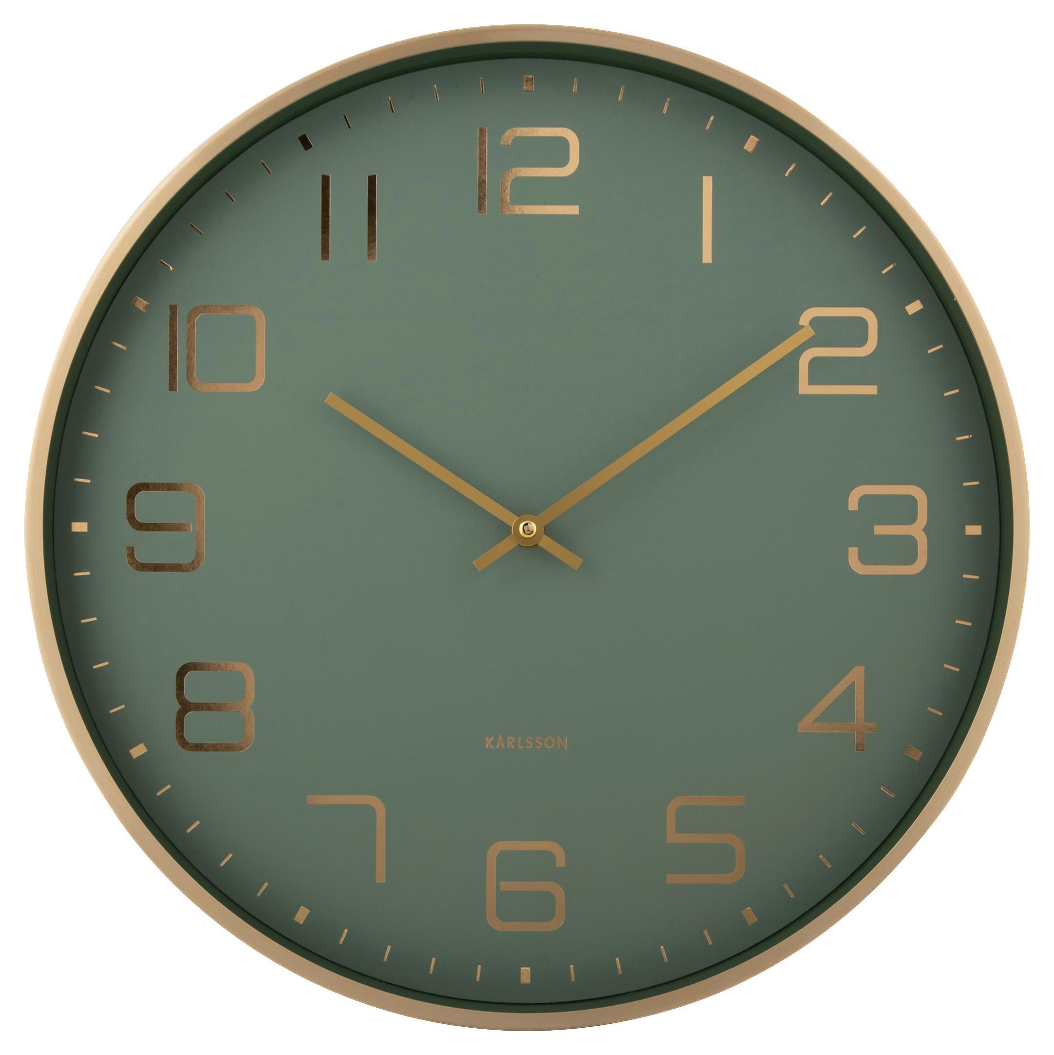 ZEGAR ŚCIENNY KA5973GR - jasnozielony/kolor złoty, Basics, metal (40/40/4,2cm) - Karlsson