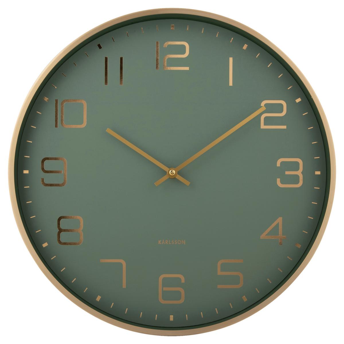 ZEGAR ŚCIENNY KA5973GR - jasnozielony/kolor złoty, Basics, metal (40/40/4,2cm) - Karlsson