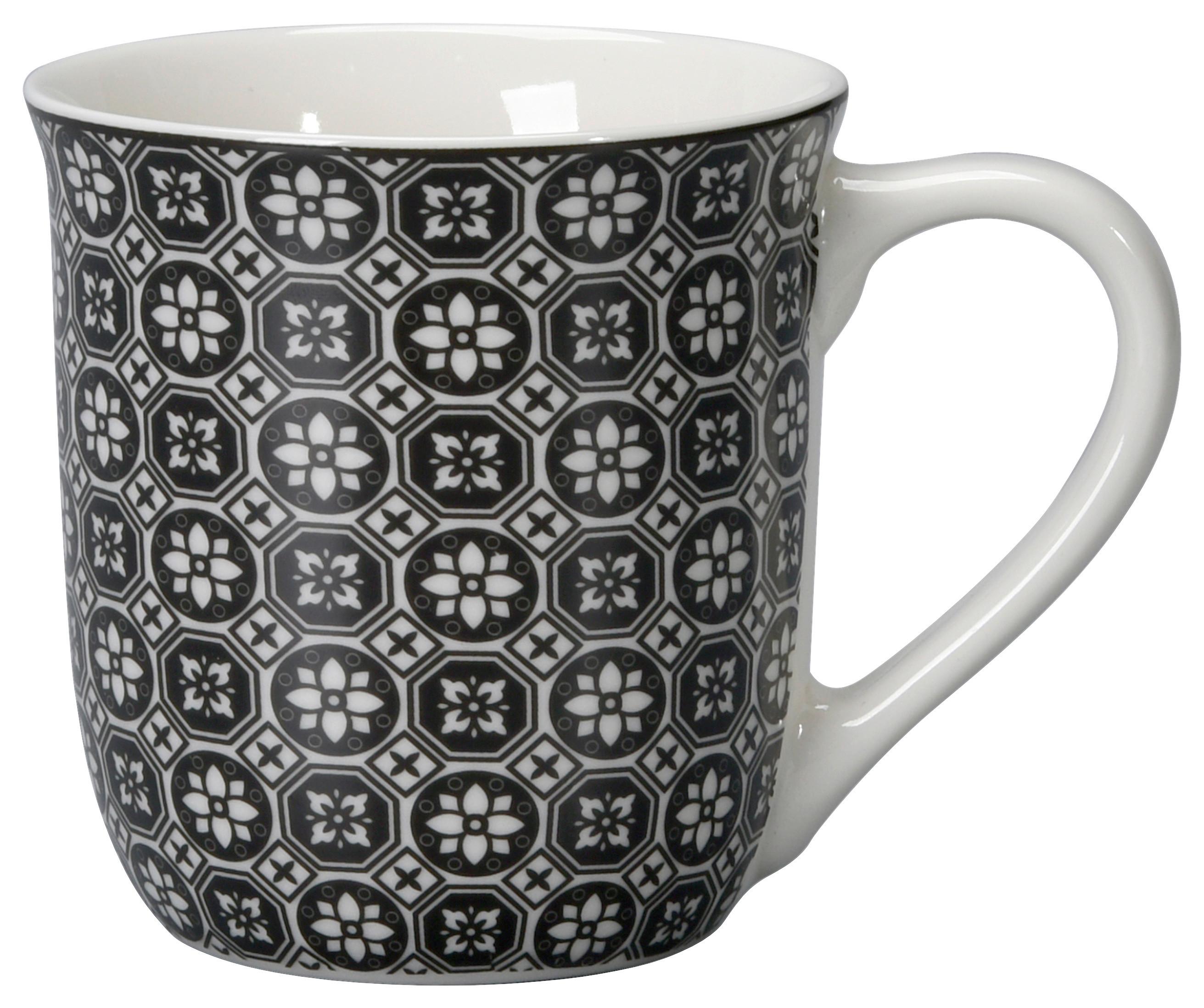 Kaffeebecher Shiva Schwarz/Weiß - Schwarz/Weiß, LIFESTYLE, Keramik (8,4/9,2cm) - Mömax