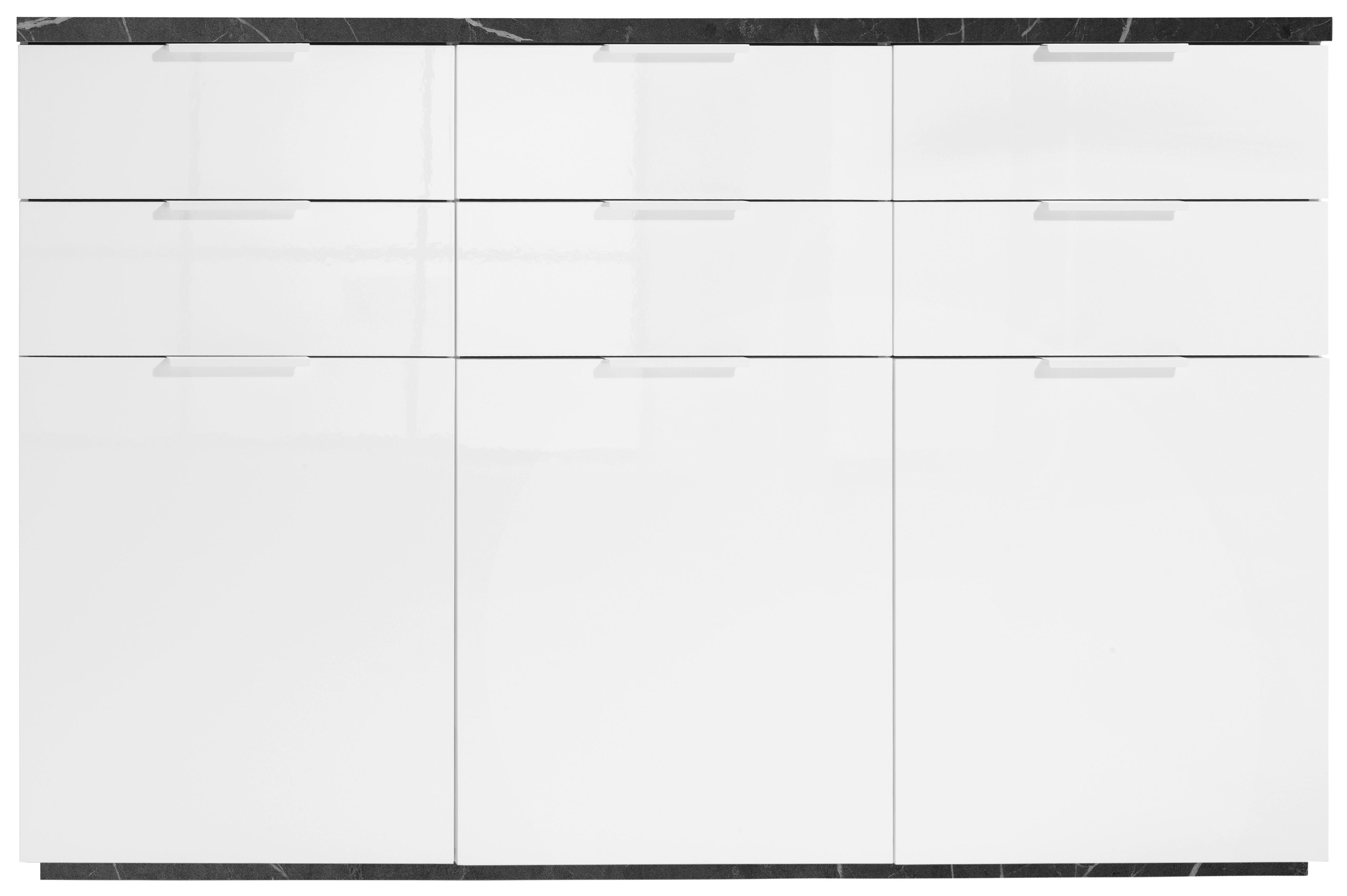Comodă cu uși MUNDI - alb/antracit, Modern, material pe bază de lemn (180/102/50cm) - Premium Living