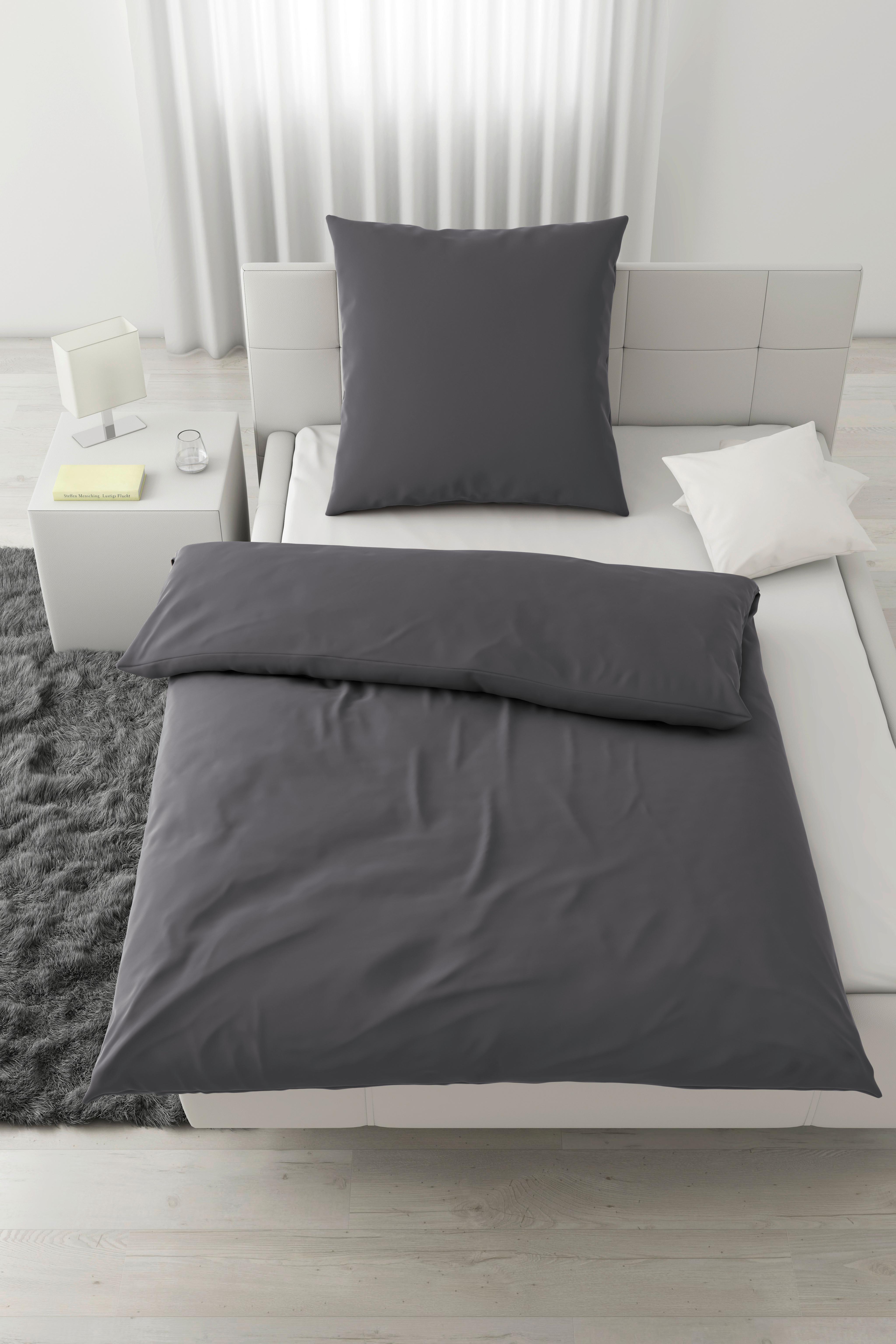 Bettwäsche Bio-Sophia Uni Anthrazit ca. 135x200cm - Anthrazit, Natur, Textil (135/200cm) - ecoTree