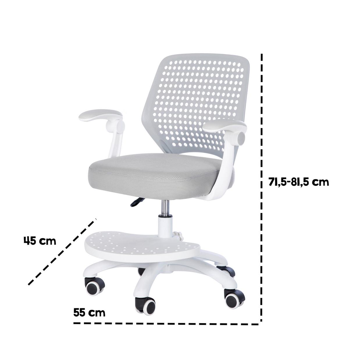 Ifjúsági Forgószék Smart Grow - világosszürke/fehér, Modern, műanyag/faalapú anyag (55/71,5-81,5/45cm) - Roba