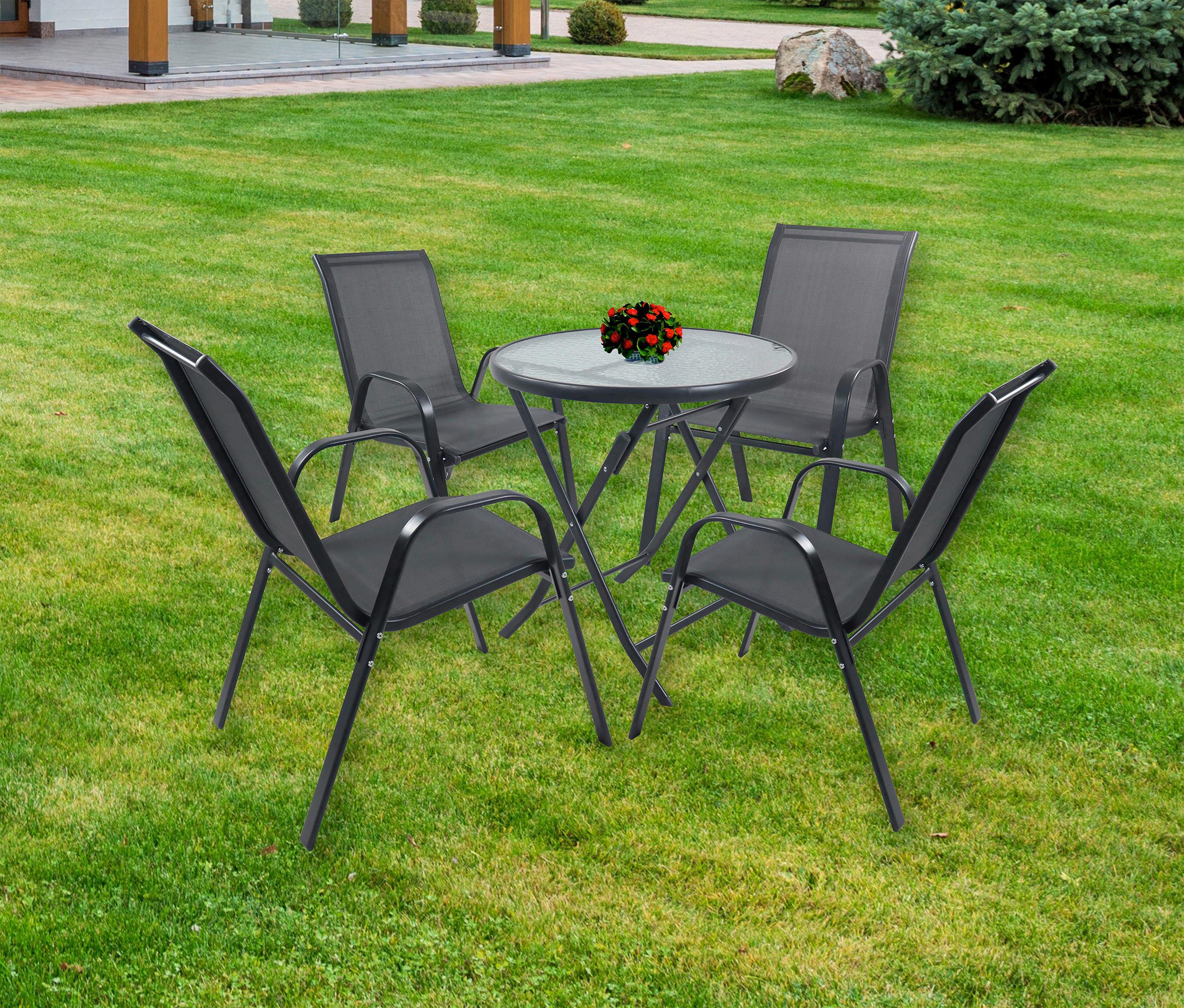GARTENSET SONLAS XL 920591 5-TLG - Anthrazit, Modern, Glas/Metall - MID.YOU
