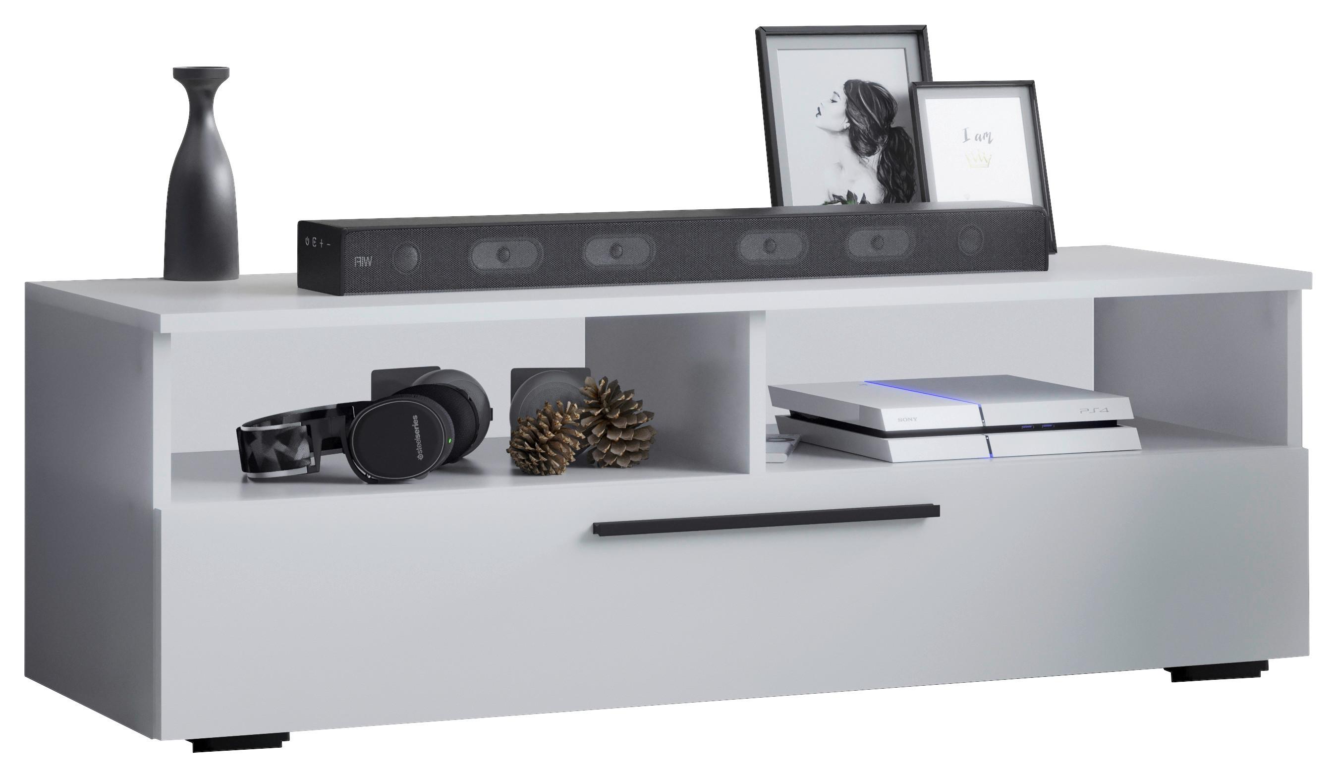 Nizka Omarica Arila, Bela - črna/bela, Moderno, kovina/umetna masa (115/39/40cm) - MID.YOU