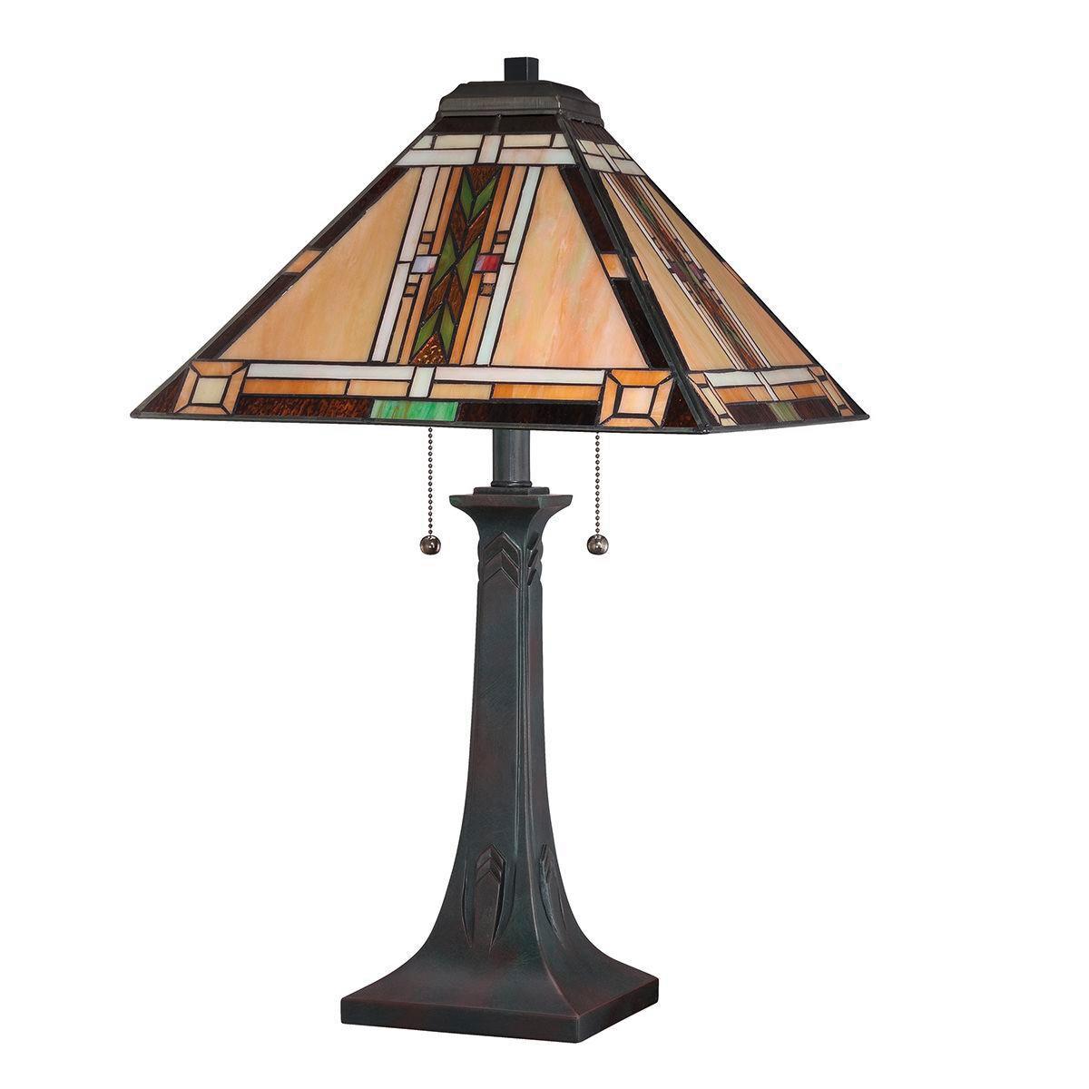 Asztali Lámpa Qz-Navajo-Tl-Vb - sötétbarna/többszínű, Konventionell, üveg/természetes anyagok (40.6/63,1cm) - Elstead Lighting