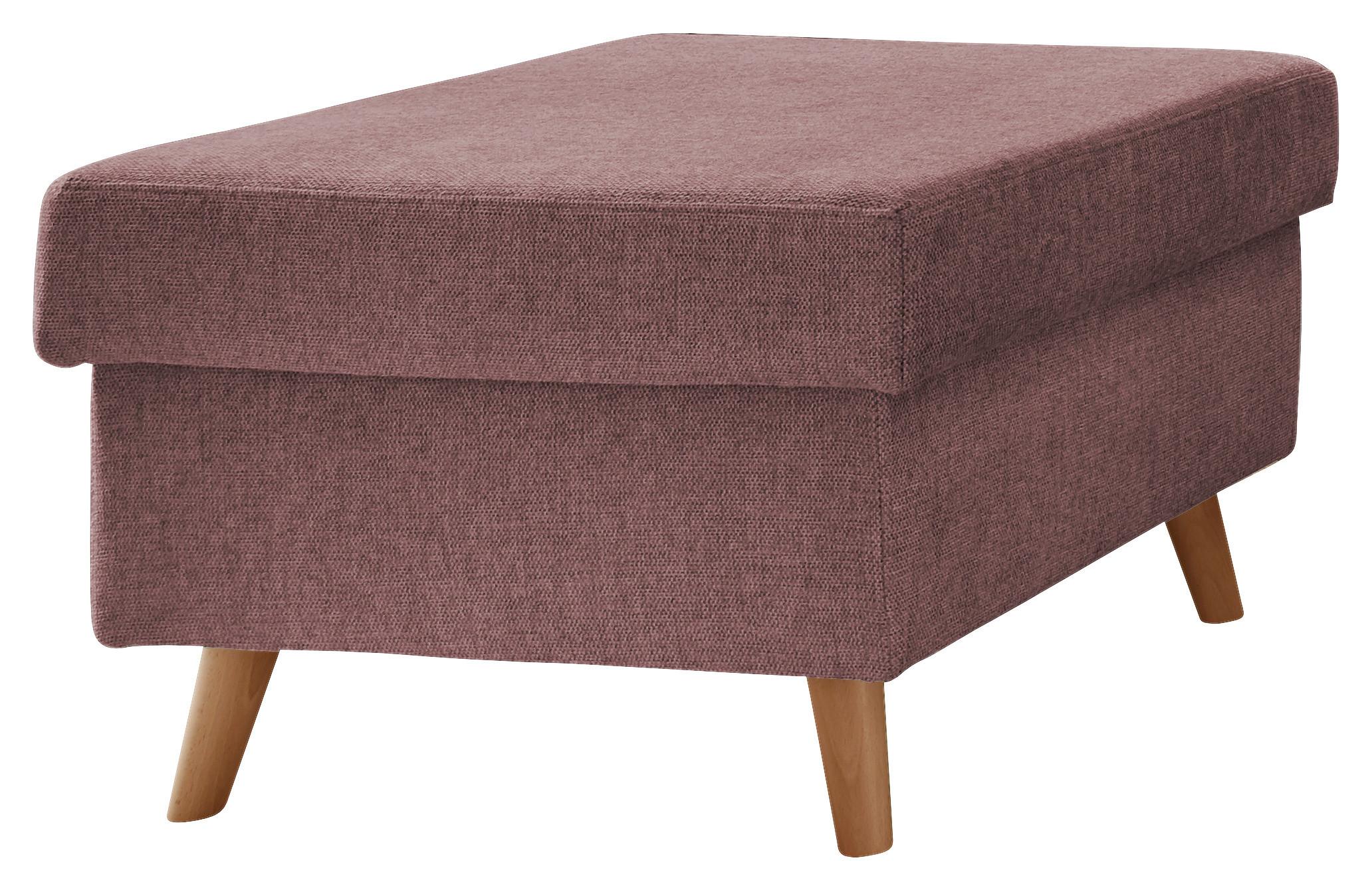 Hocker Valentina Rosa Struktur - Rosa/Naturfarben, KONVENTIONELL, Holz/Textil (61/43/61cm) - P & B