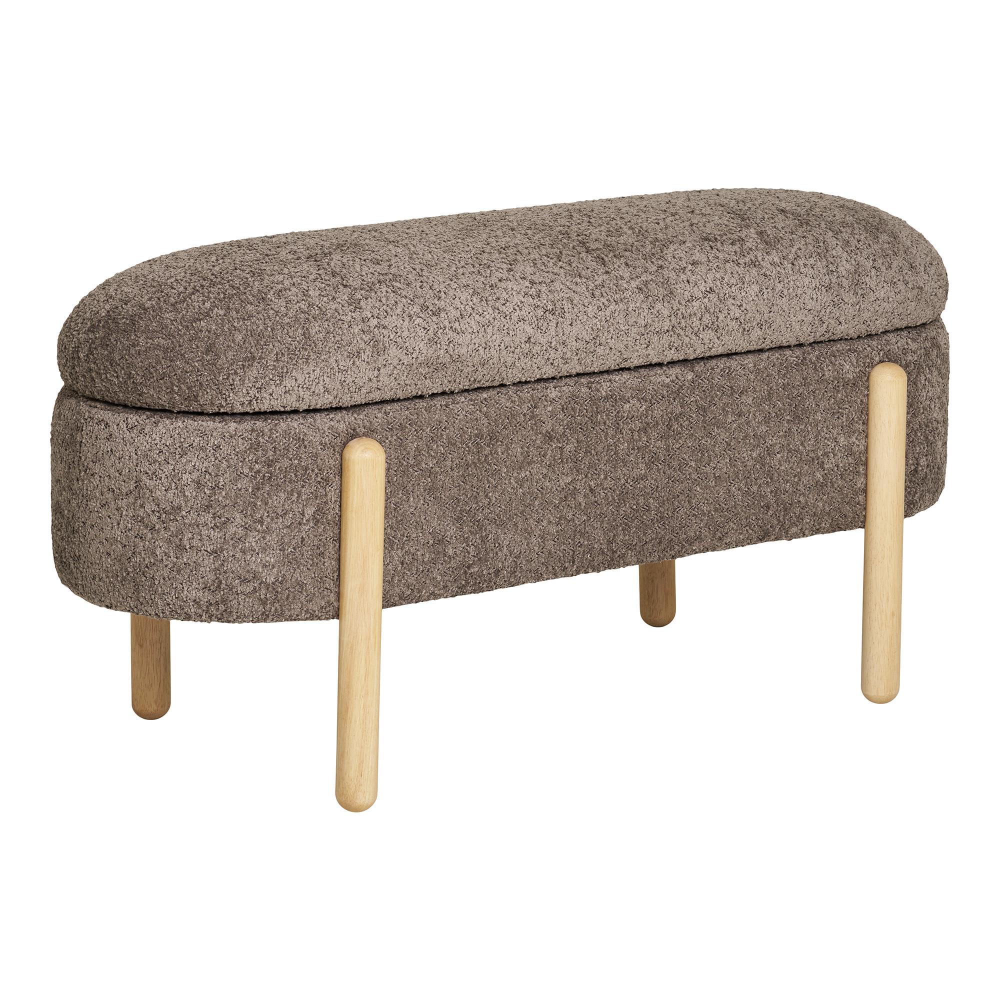 Truhenbank Branca Braun Bouclé - Braun/Naturfarben, Design, Holzwerkstoff/Textil (97/40/48cm) - MID.YOU
