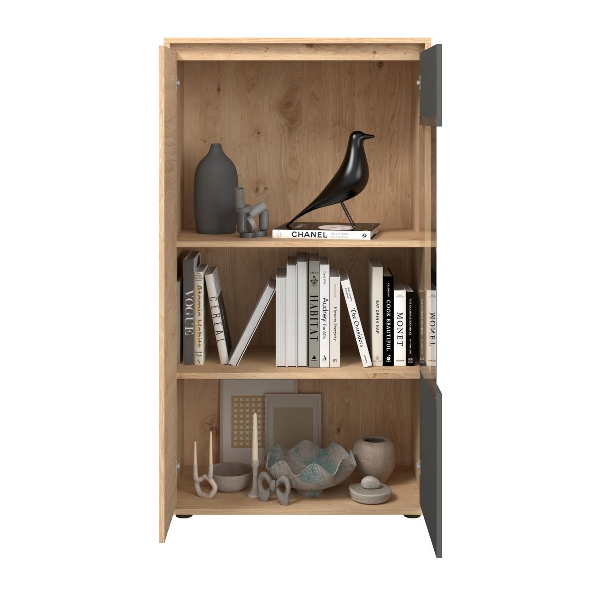 Regal Za Dnevni Boravak Caneva - hrast Artisan/crna, Moderno, staklo/drvni materijal (268/134/40,3cm) - Modern Living