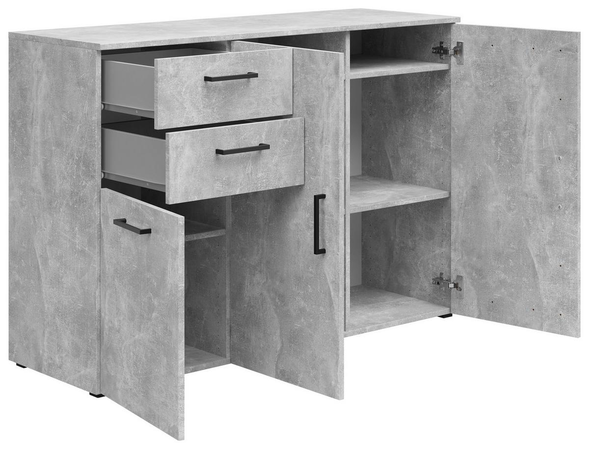 Kommode Multistauraum Betonoptik - Anthrazit/Schwarz, MODERN, Holzwerkstoff/Kunststoff (120/83/40cm) - Mömax