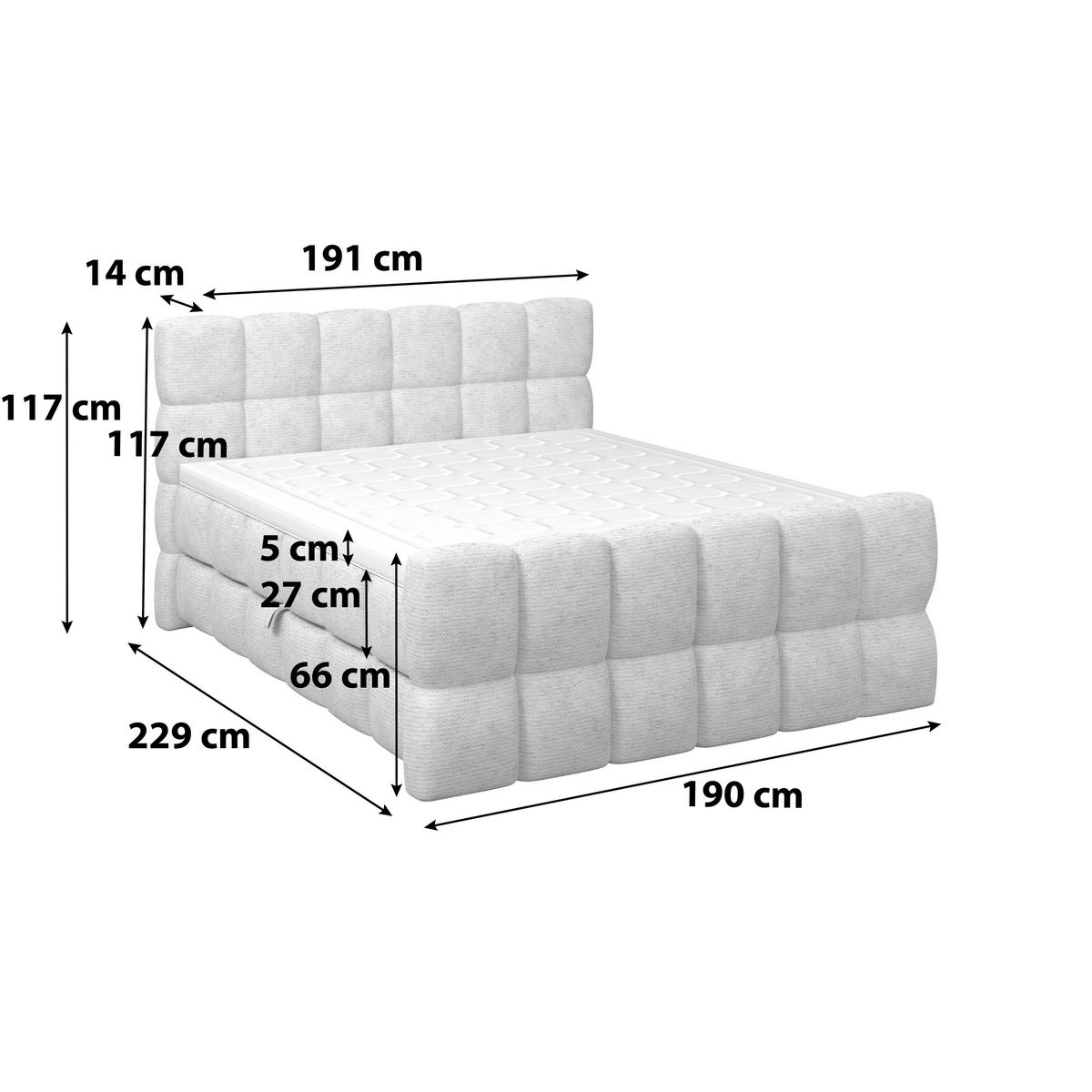Postelja Boxspring Brisbane, Krem Barve, 180x200 - črna/krem barve, Trend, umetna masa/tekstil (180/200cm) - Sembella