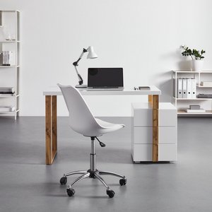 Ausziehbarer Schreibtisch Villon In Weiss Mit Rollen Pharao24 De