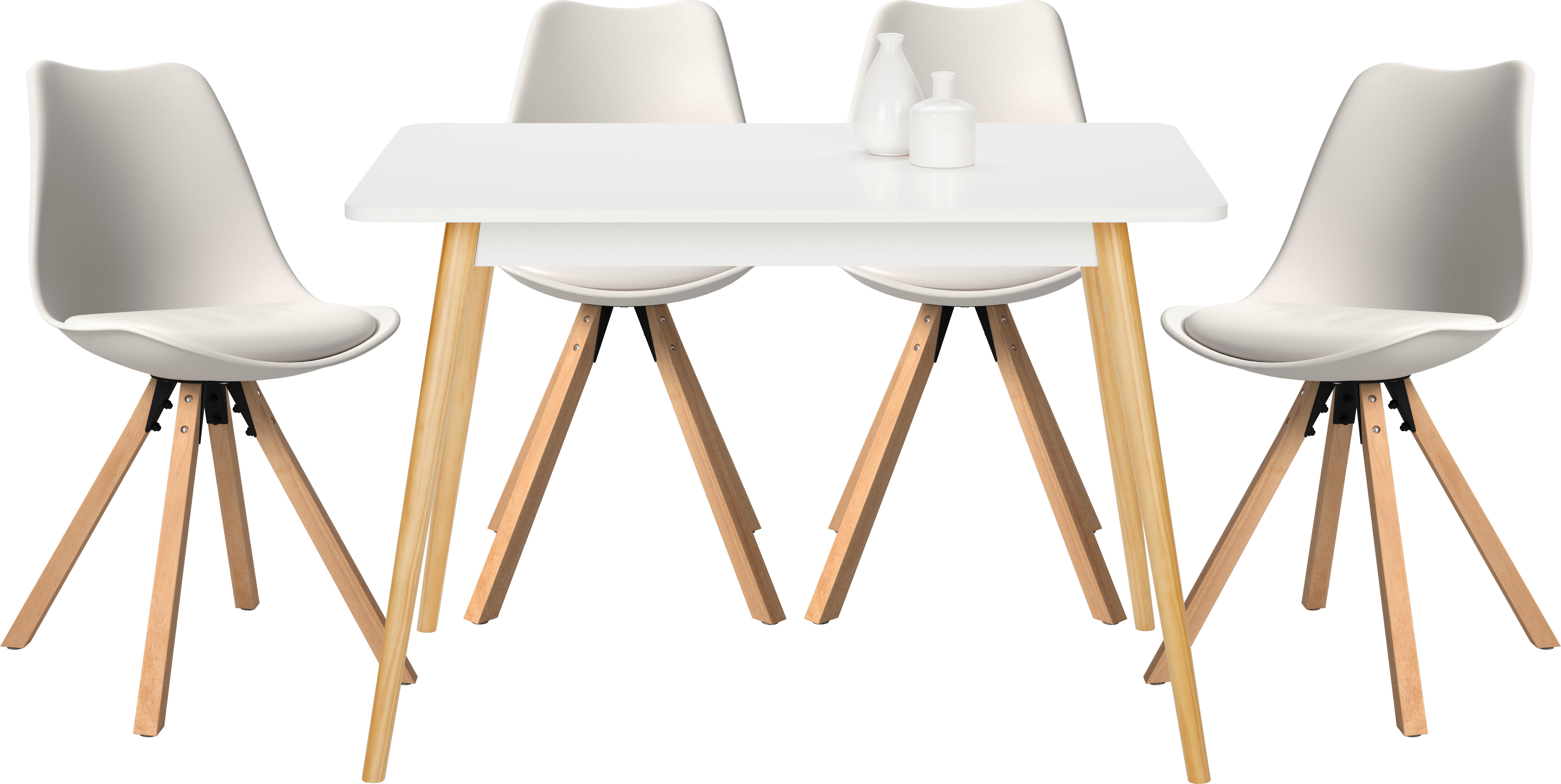 Tischgruppe Lienz 5-teilig Weiß/Holzfarben - Weiß, MODERN, Holz/Holzwerkstoff - Mömax