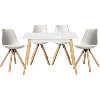 Tischgruppe Lienz 5-teilig Weiß/Holzfarben - Weiß, MODERN, Holz/Holzwerkstoff - Mömax