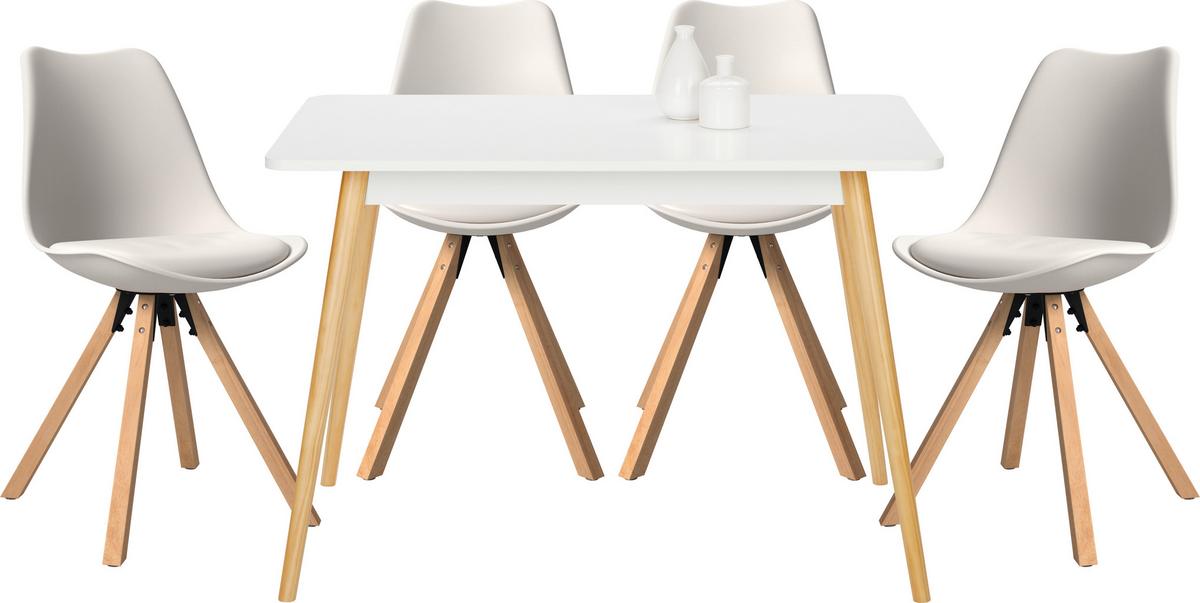 Tischgruppe Lienz 5-teilig Weiß/Holzfarben - Weiß, MODERN, Holz/Holzwerkstoff - Mömax