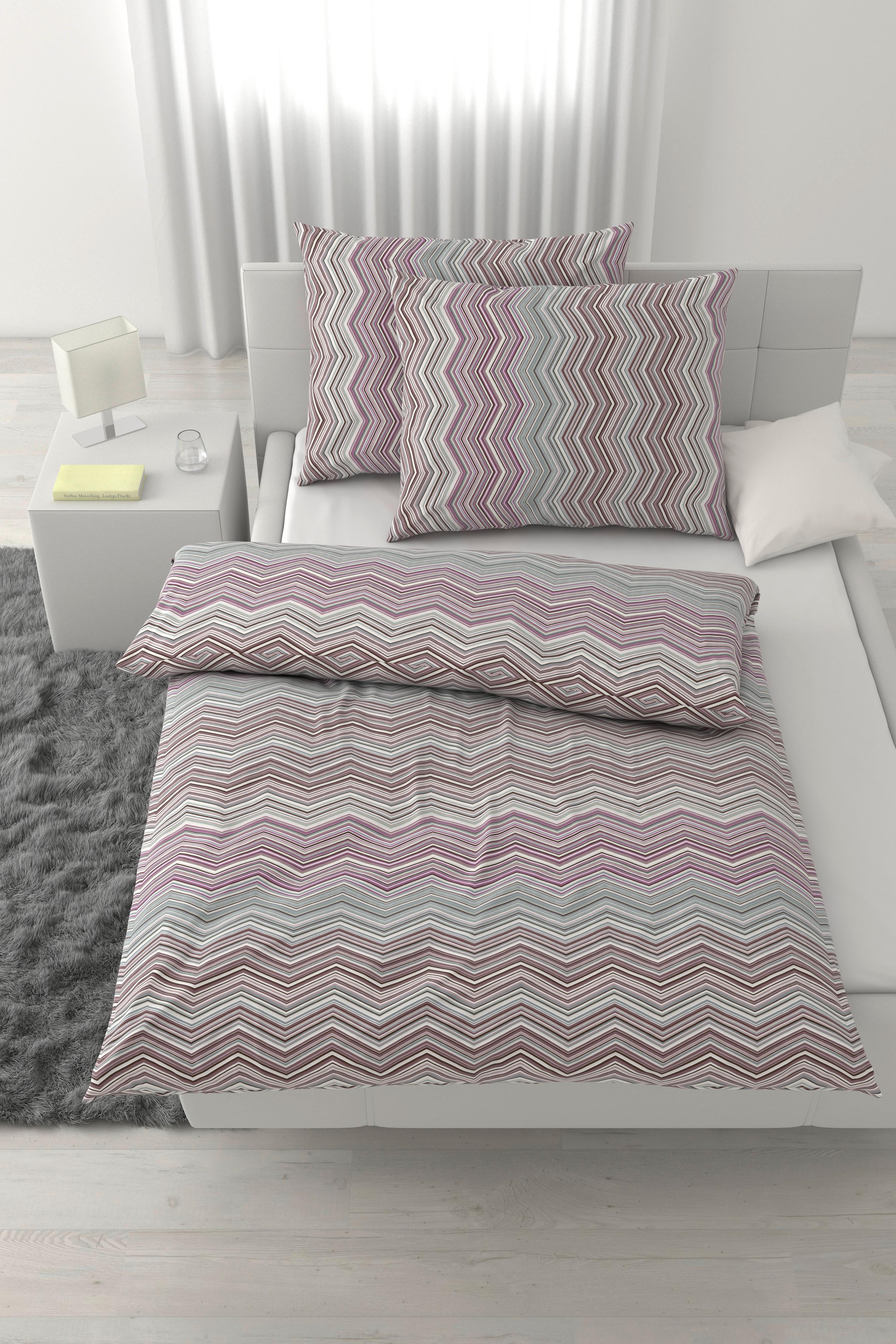 Posteljnina Zickzack Xxl, Sivovijolična, 2x60/80,200/200 - sivovijolična, Konvencionalno, tekstil (200/200cm) - Mömax