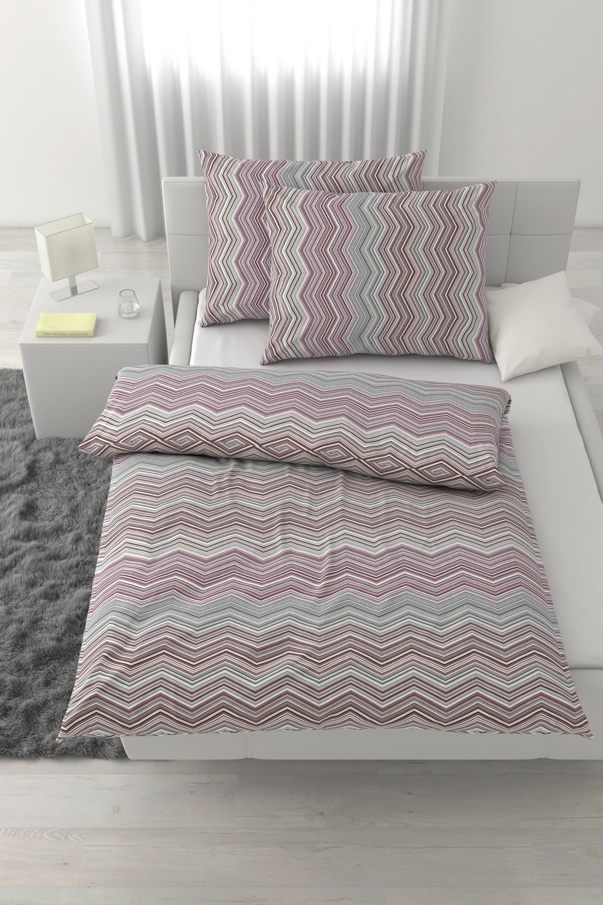 Posteljnina Zickzack Xxl, Sivovijolična, 2x60/80,200/200 - sivovijolična, Konvencionalno, tekstil (200/200cm) - Mömax