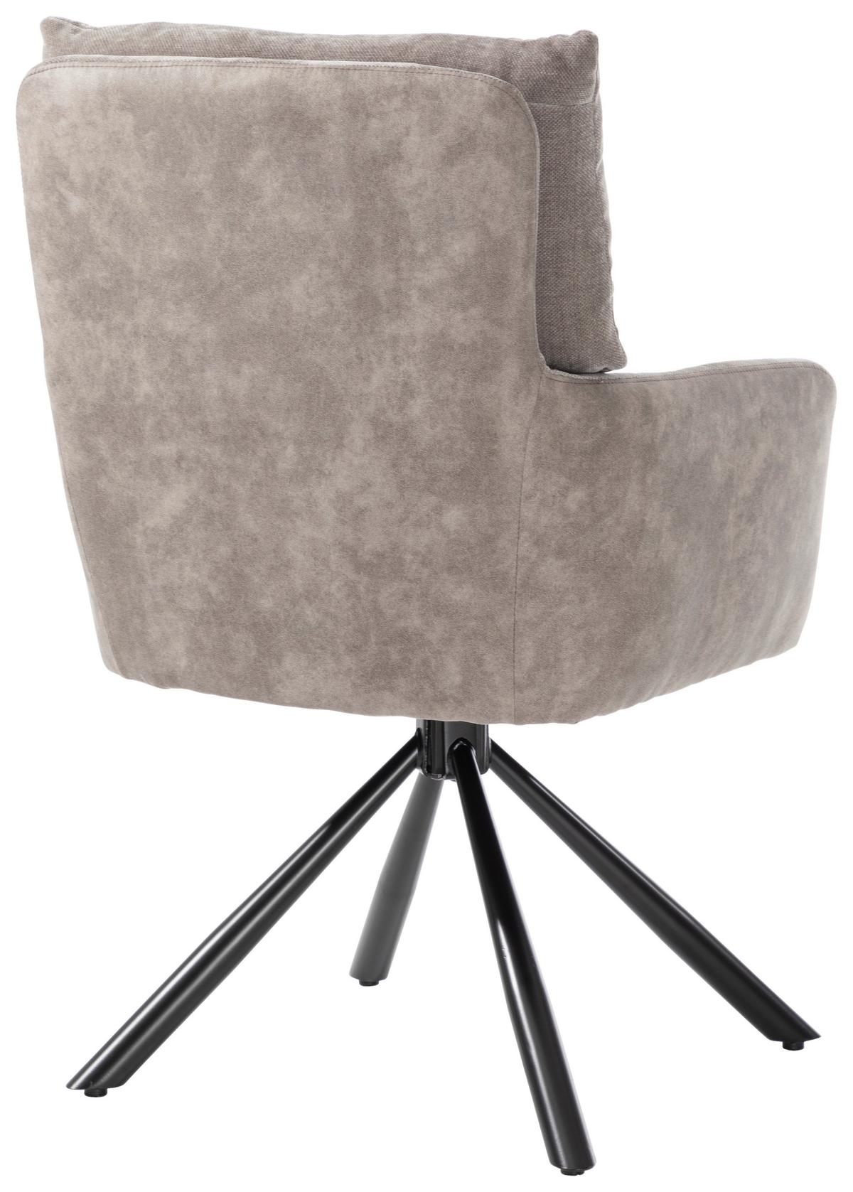 Armlehnstuhl Sophie Grau - Schwarz/Grau, Modern, Textil/Metall (60/93/67cm) - Premium Living