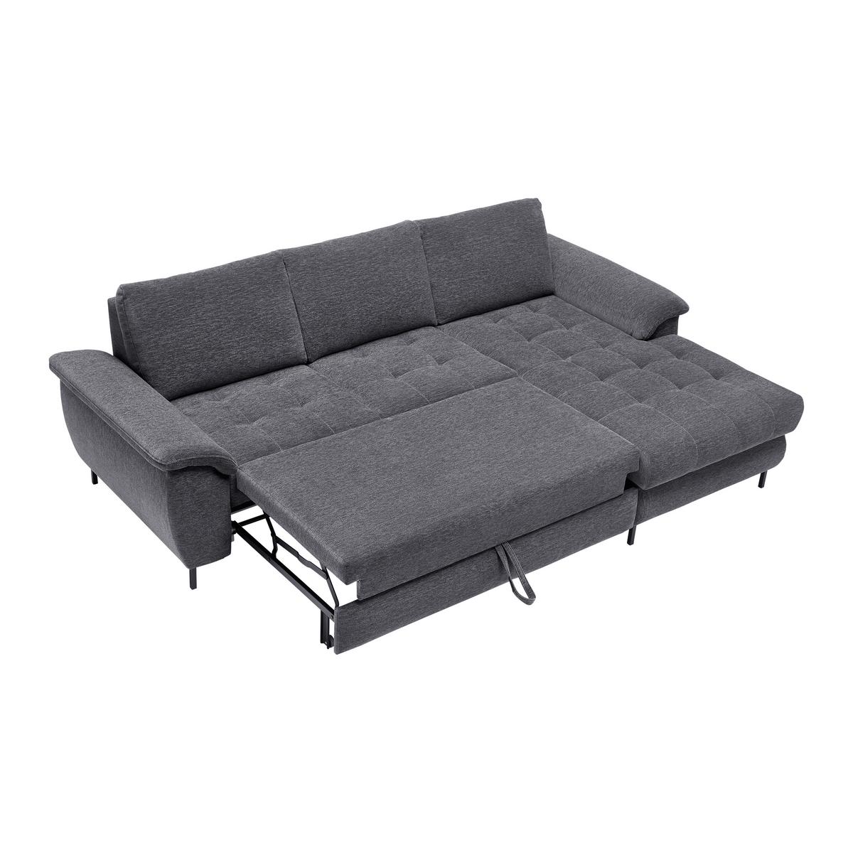 Ecksofa Focus L Grau Chenille - Schwarz/Grau, KONVENTIONELL, Holz/Textil (167/256cm) - Based