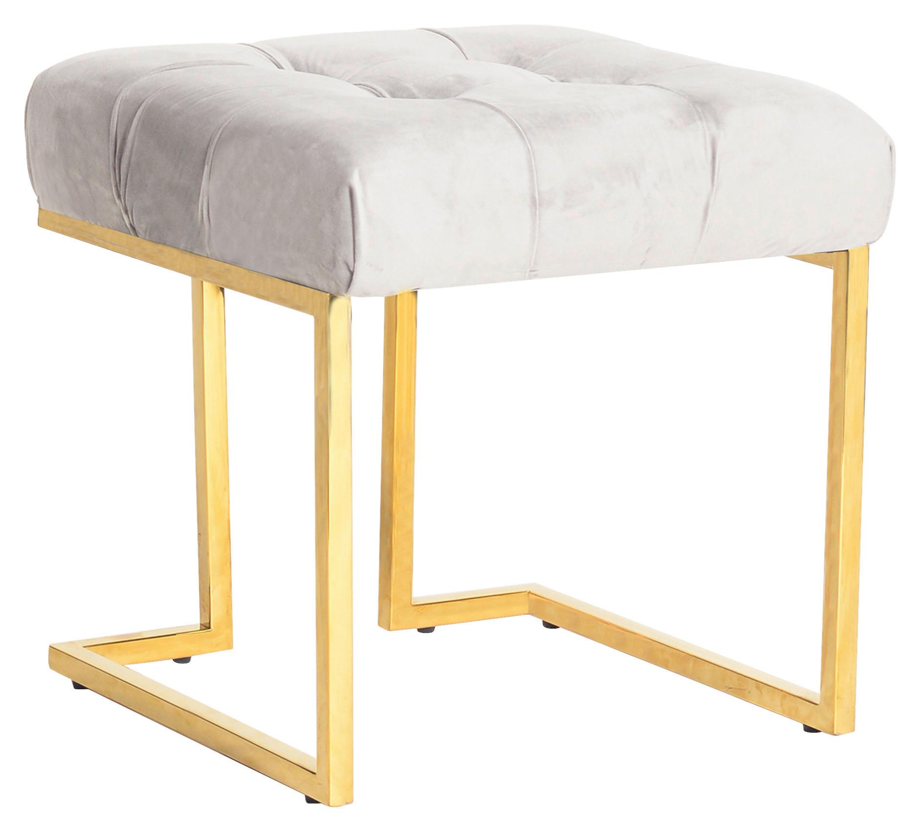 Hocker Parity Taupe Samt - Design, Textil/Metall (48/48/48cm) - Kayoom