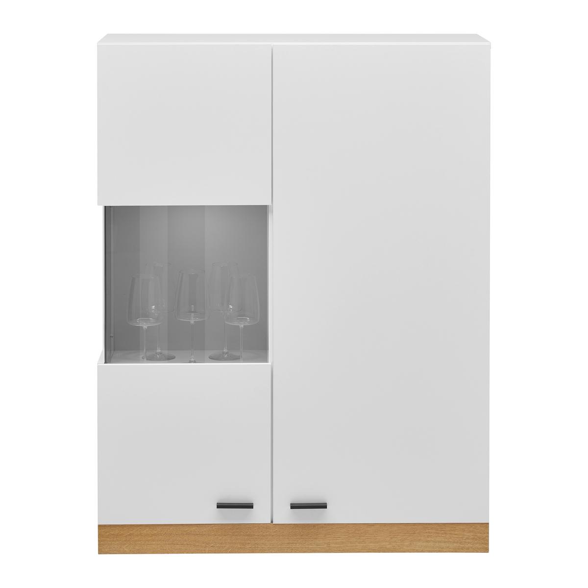 Hängevitrine Kiro Weiß/Eichefarben - MODERN, Glas/Holzwerkstoff (90/120/35cm) - Mömax