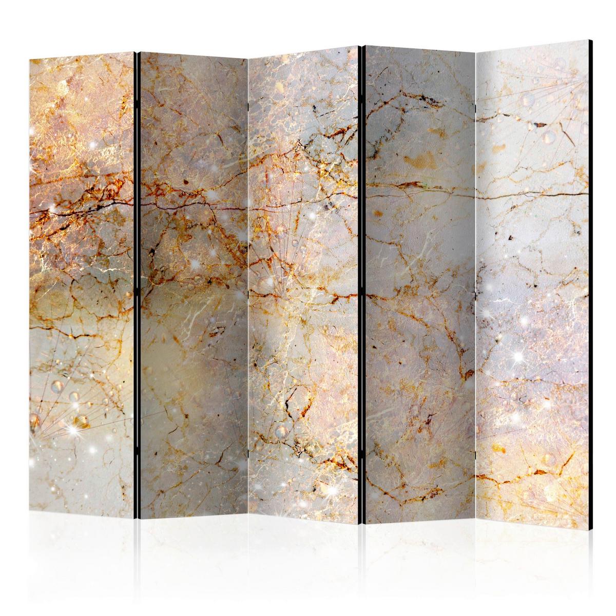 Paravan Enchanted In Marble I, 5-Delni, Enostranski - bež/modrosiva, Basics, tekstil/les (225/172/3cm) - artgeist