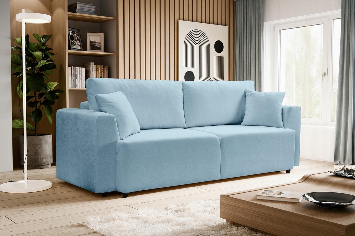 Schlafsofa Point Hellblau - Schwarz/Hellblau, Basics, Holz/Kunststoff (250/95/99cm) - MID.YOU