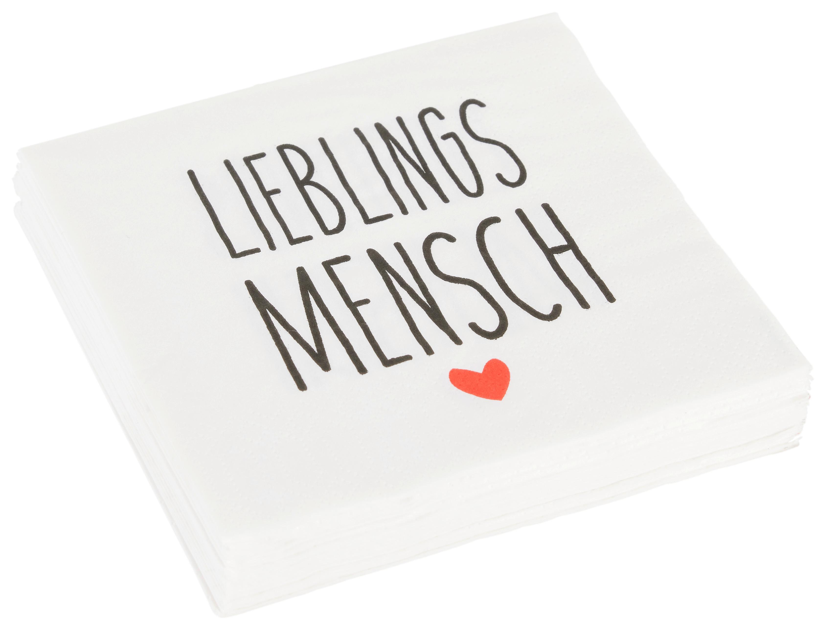 Cocktailserviette Linda in Weiß ca. 25x25cm - Rot/Schwarz, KONVENTIONELL, Papier (25cm)