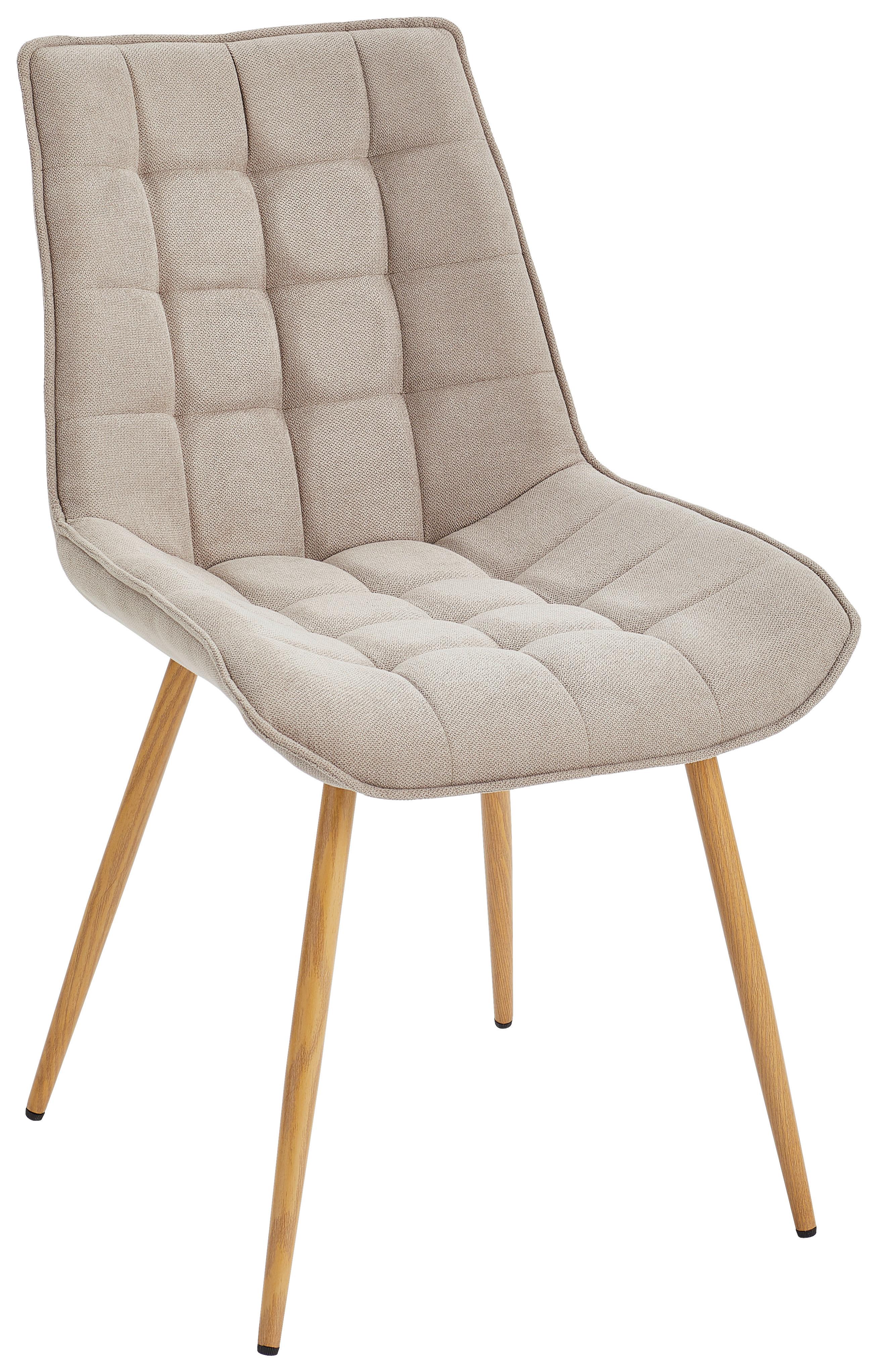KRZESŁO LENA - kolor dębowy/taupe, Modern, metal/tkanina (51/88/62cm) - Livetastic