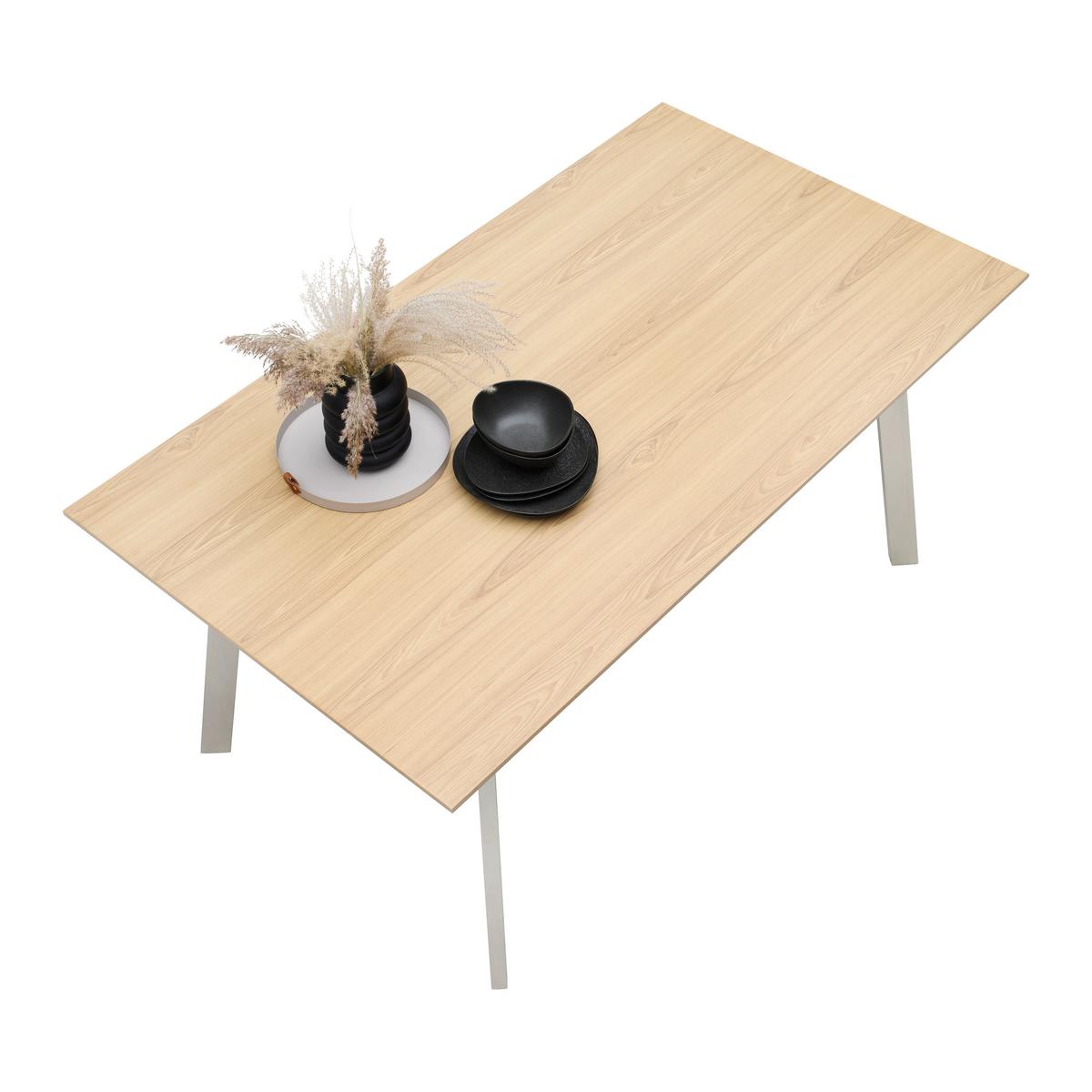 Esstisch Velasca Eichefarben/edelstahlfarben - Edelstahlfarben/Eichefarben, Design, Holzwerkstoff/Metall (160/76/90cm) - Mömax