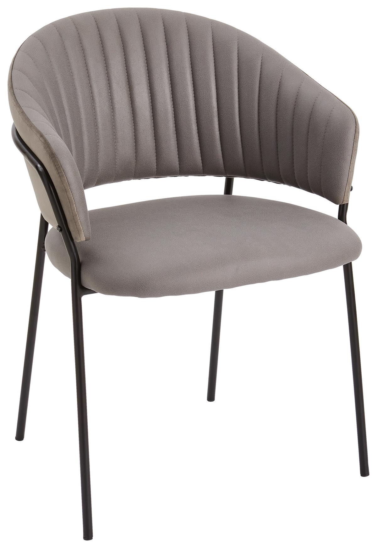 KRZESŁO Z PODŁOKIETNIKAMI EDITH - czarny/szary, Basics, metal/tkanina (58/80/54cm) - Livetastic