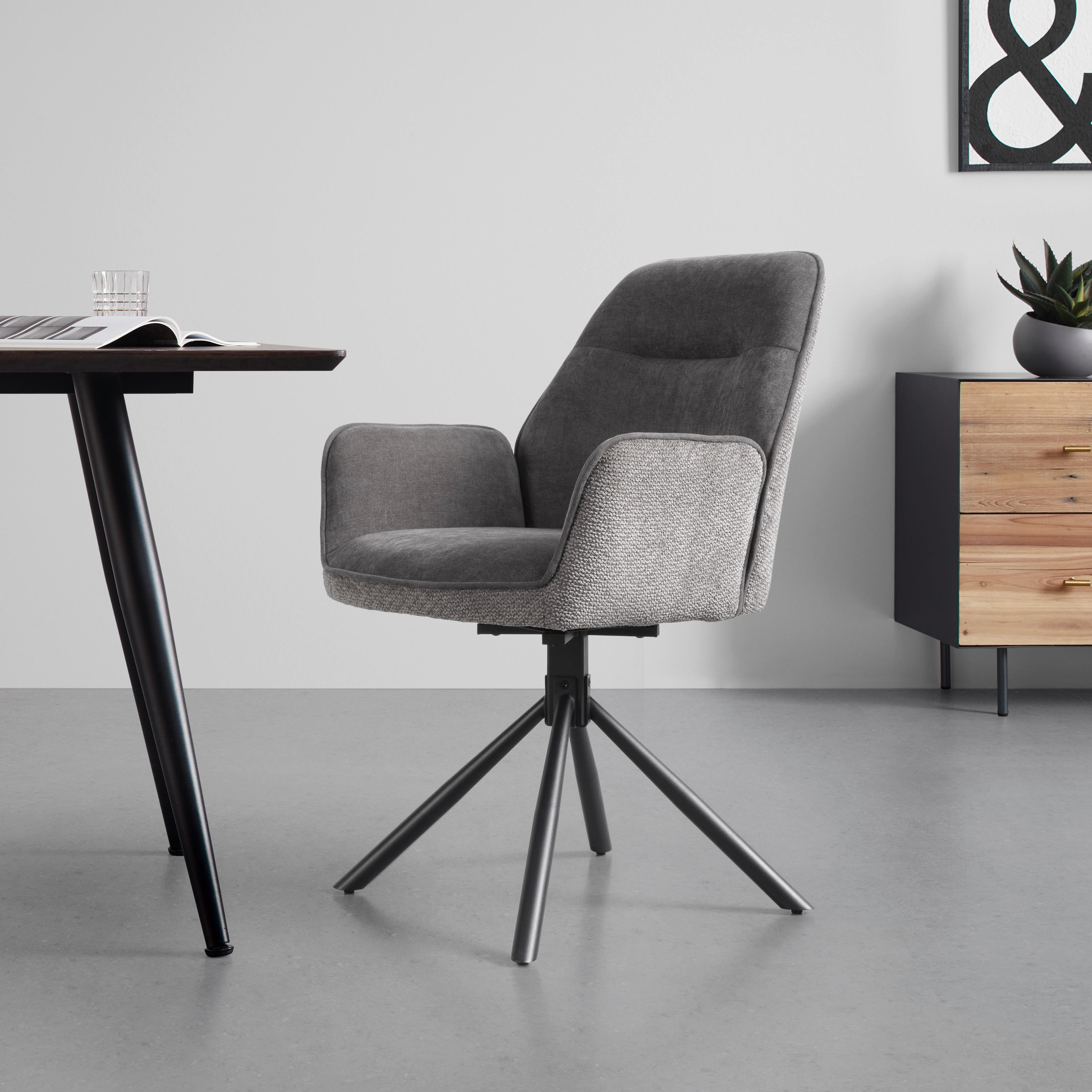 STOL MED ARMSTÖD QUEENS - svart/antracit, Design, metall/textil (60/89/64cm) - Mömax