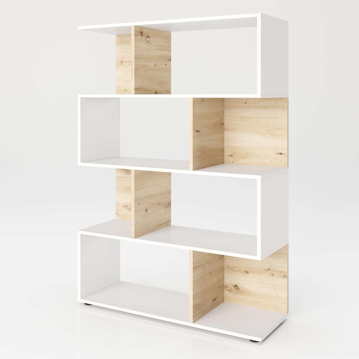 Regal Shelfy 8 Fächer ca. 103x146 cm Weiß/Eiche - Weiß/Eiche Artisan, MODERN, Holzwerkstoff (103/146/36cm) - MID.YOU