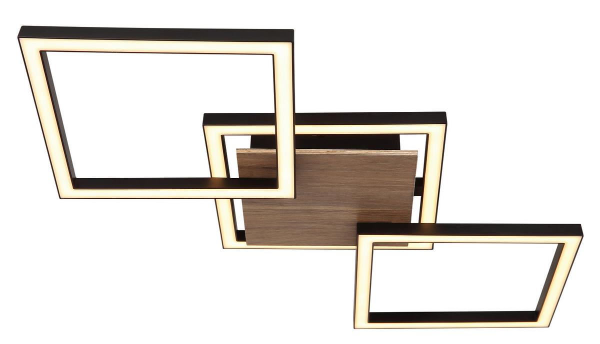 LED-DECKENLEUCHTE 672844 KADEN - Dunkelbraun/Opal, Natur, Holzwerkstoff/Kunststoff (63/27,5/5,7cm) - Globo