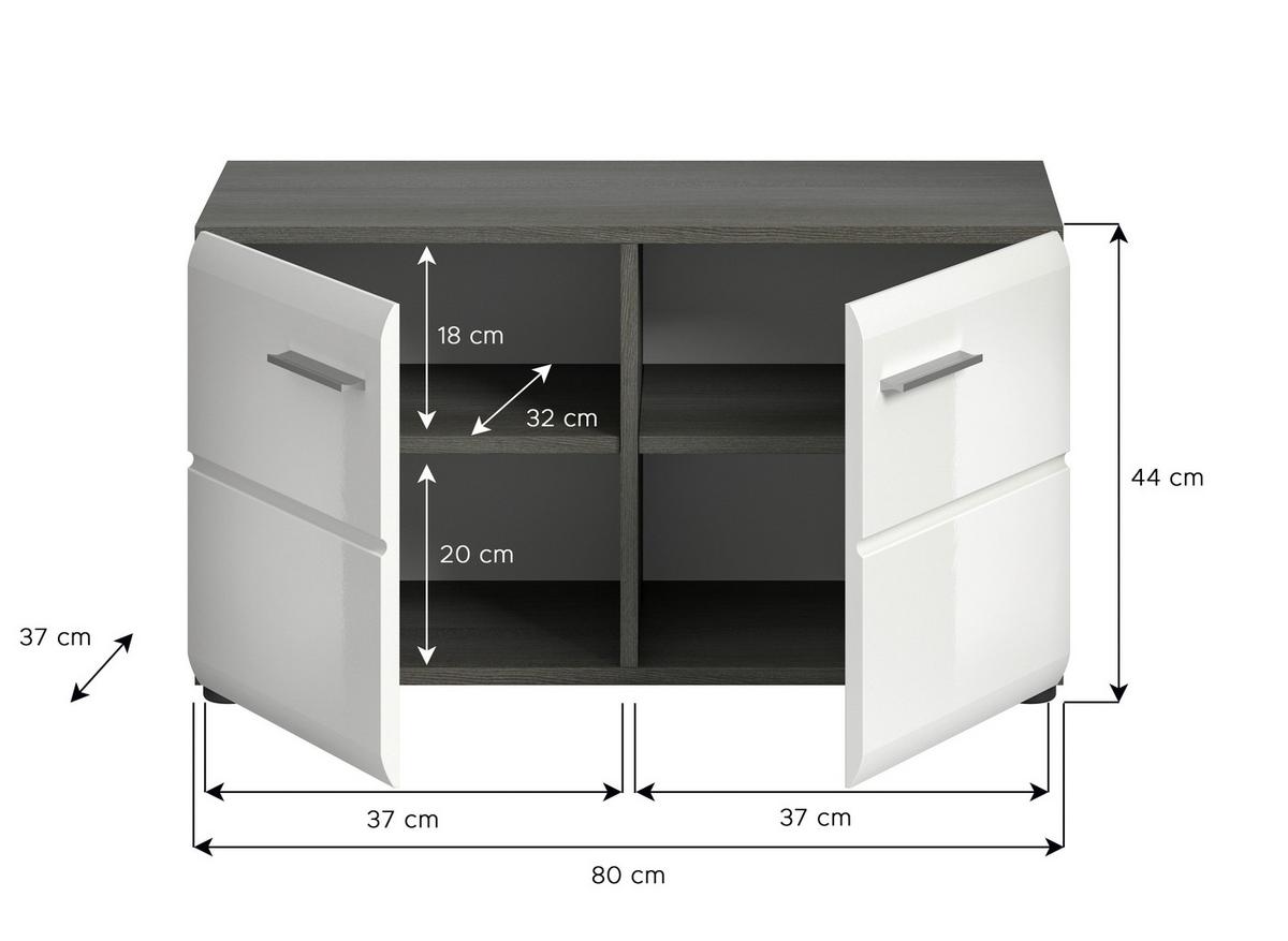 Sitzbank Salsa ca. 80x44x37cm Weiß/Rauchsilb. - Weiß Hochglanz/Silberfarben, Design, Holzwerkstoff/Kunststoff (80/44/37cm) - MID.YOU