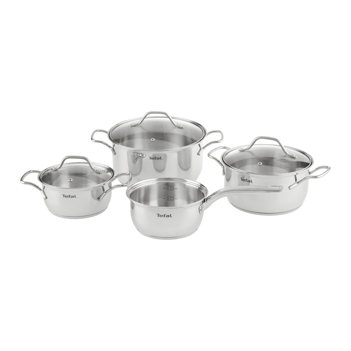 Kochtopfset Tefal-Intuition Edelstahlfarben, 7-tlg. - Edelstahlfarben, KONVENTIONELL, Metall (30/18,5/54cm) - Tefal