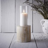 KERZENHALTER Lenny inkl. Glas - Weiß, MODERN, Glas/Holz (11,5/29cm) - Mömax modern living