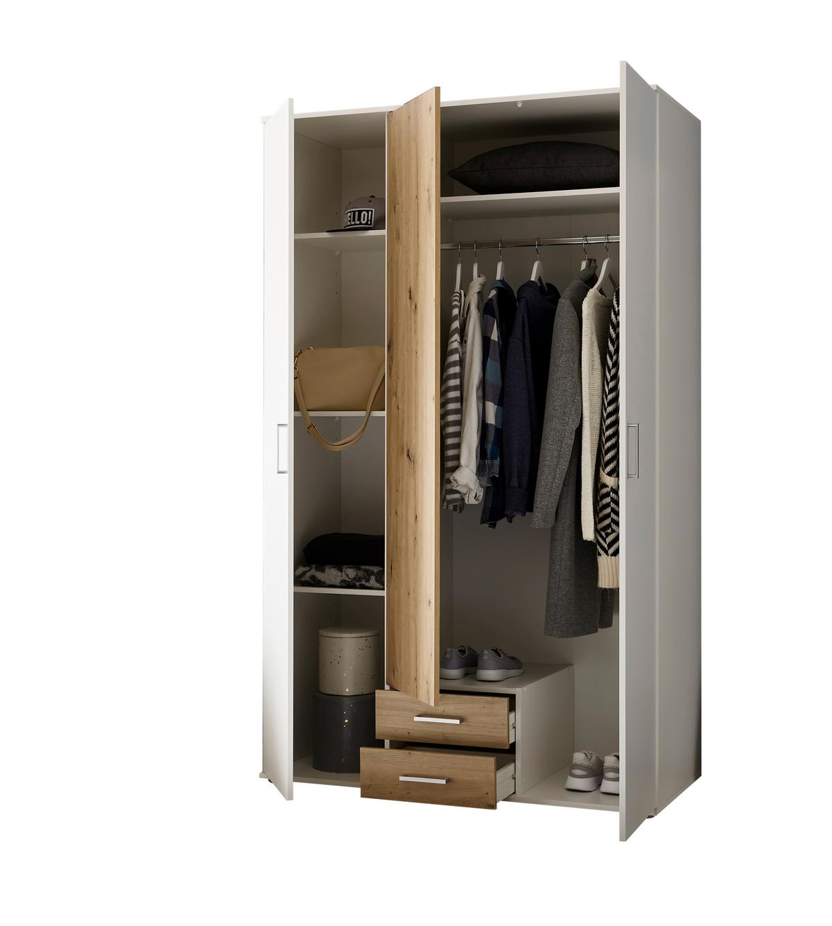 Ruhásszekrény Marburg - alumíniumszínű/Artisan tölgy, Konventionell, műanyag/faalapú anyag (119,6/196,3/53,5cm) - Based