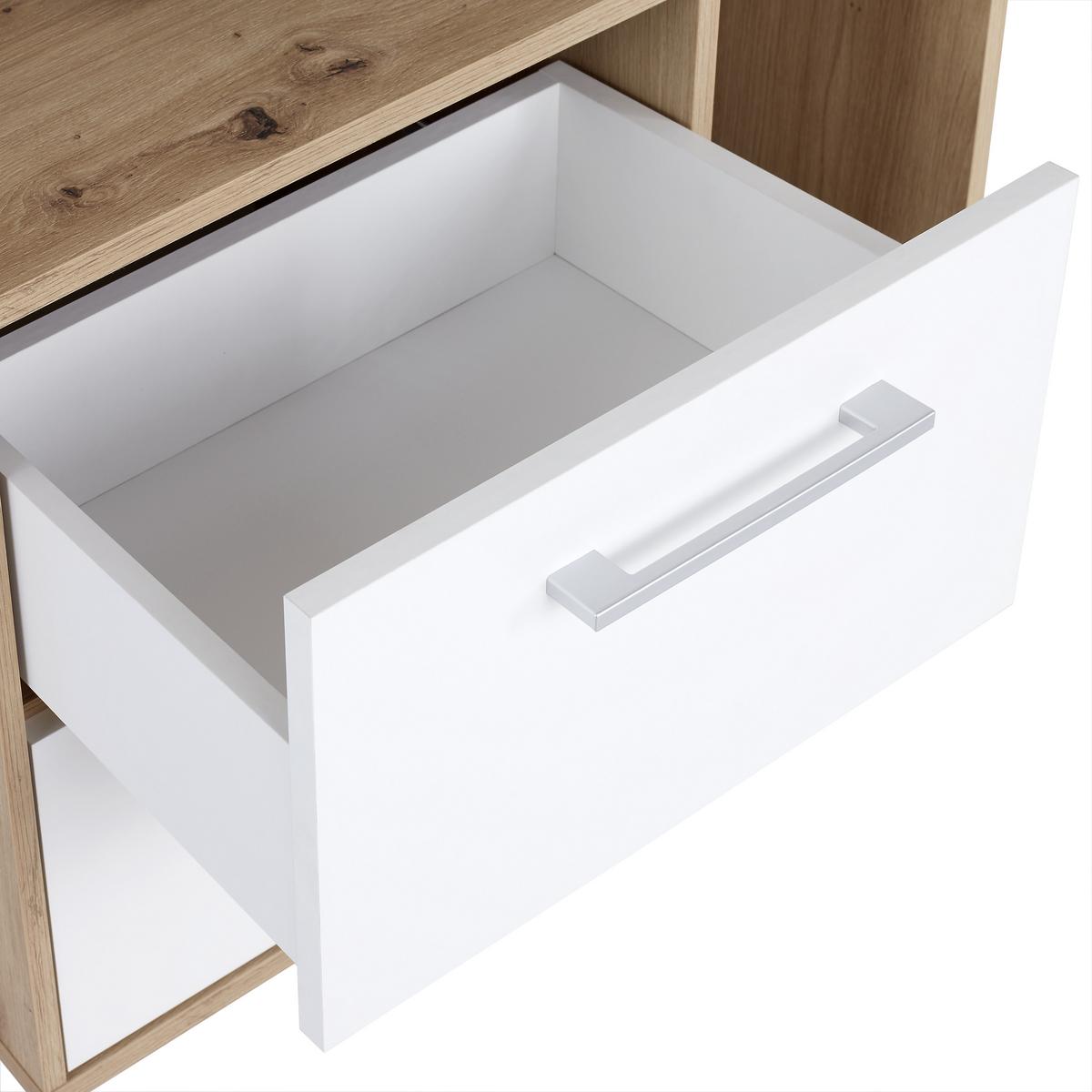 Komoda Box - bijela/boje hrasta, Moderno, drvni materijal/plastika (75/60/40cm) - Modern Living