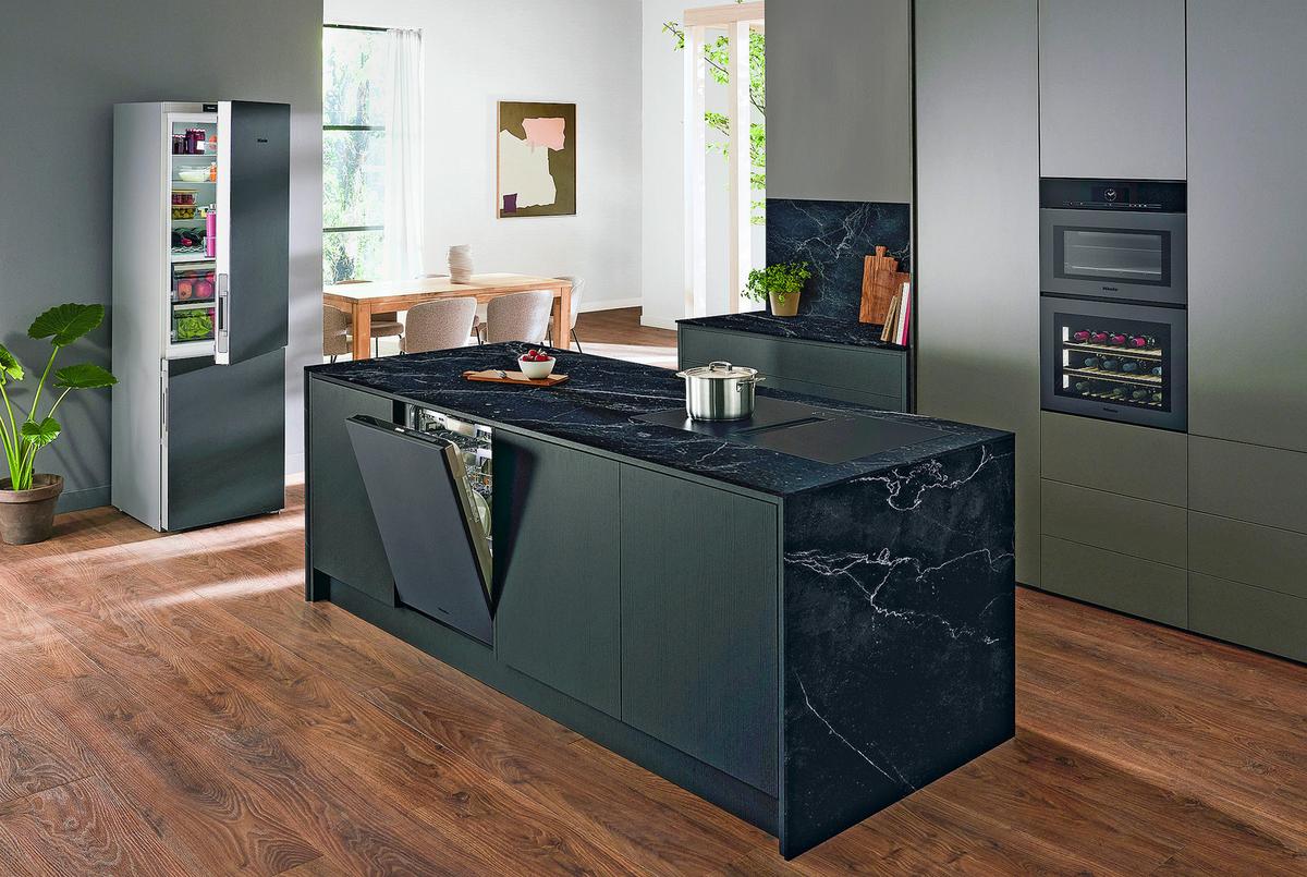 Kochfeld-Dunstabzug-Kombi KMDA7876FL-U - Schwarz, MODERN, Glas (80/23,8/52,0cm) - Miele