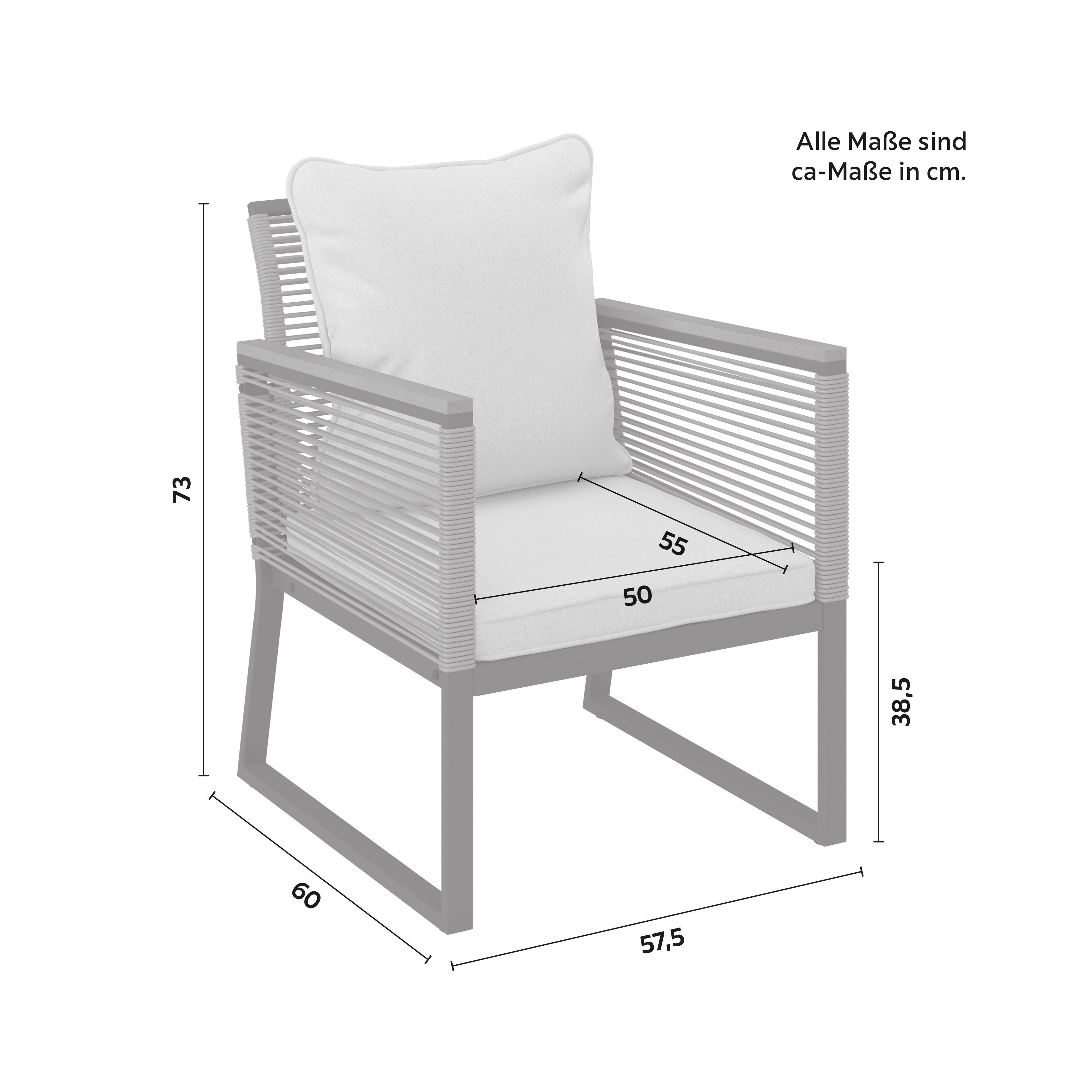TRÄDGÅRDSSTOLAR SET TONI - mörkgrå/ljusgrå, Modern, metall/textil (57,5/73/60cm) - Bessagi Garden