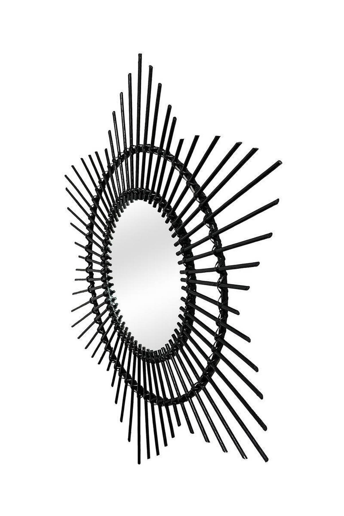 WANDSPIEGEL RATTAN SPIEGEL AINA 425 - Schwarz, Trend, Glas/Holz (52/52/2cm) - Kayoom