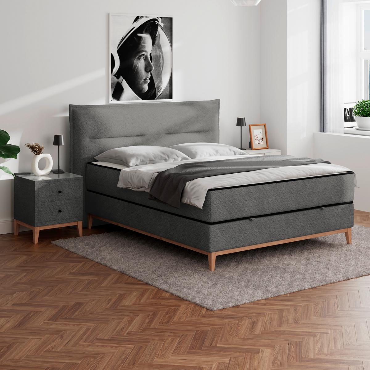 Pat box SMILE - antracit, Konventionell, lemn/metal (180/200cm) - Premium Living