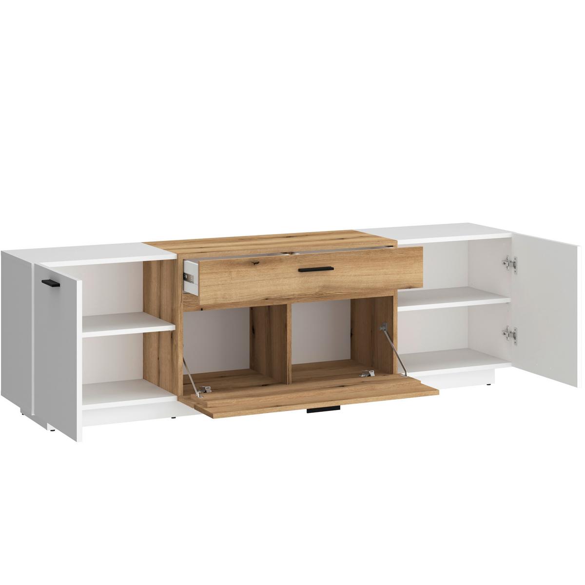 Tv-komoda Dalano - bijela/boje hrasta, Trend, drvni materijal/plastika (175,9/55,5/41,6cm) - Modern Living