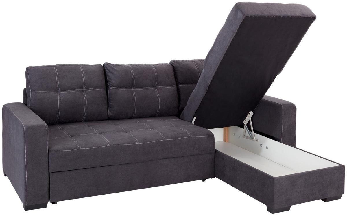 Sedežna Garnitura Mediolan, Z Ležiščem - temno siva/črna, Design, umetna masa/tekstil (240/160cm) - Mömax
