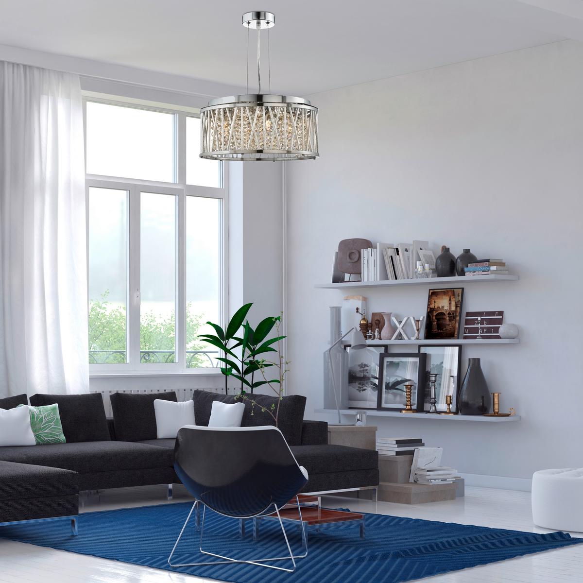 Kristály Függőlámpa Elise 8334-4cc - krómszínű, Konventionell, üveg/fém (35/135cm)